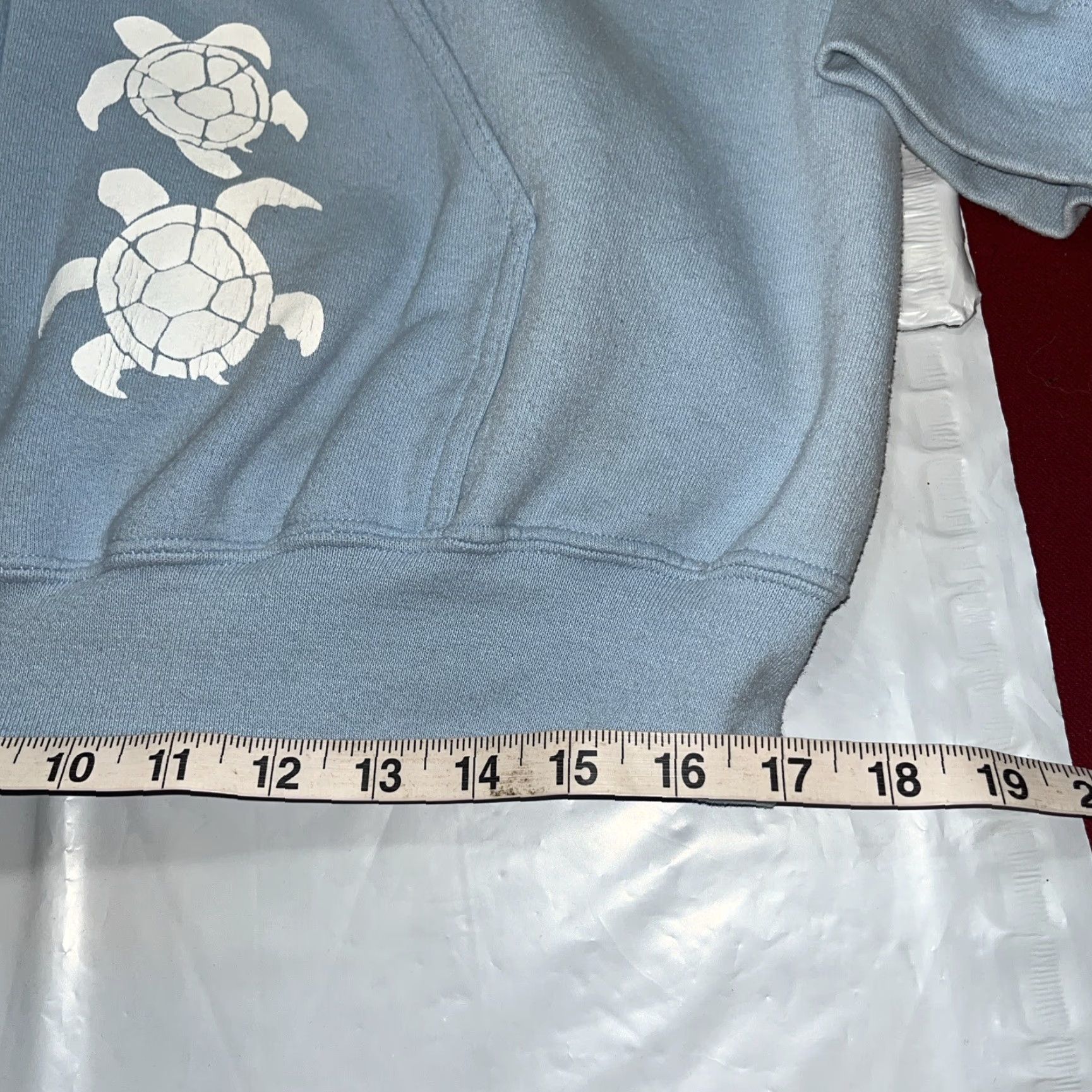 CO VINTAGE Michigan Rag Co TURTLE Full Zip Hoodie Shirt Mens XL Light Blue Knit Cotton Polyester 80s 90s Western Pockets Sea Turtle Print Front Size US XL / EU 56 / 4 - 6 Thumbnail