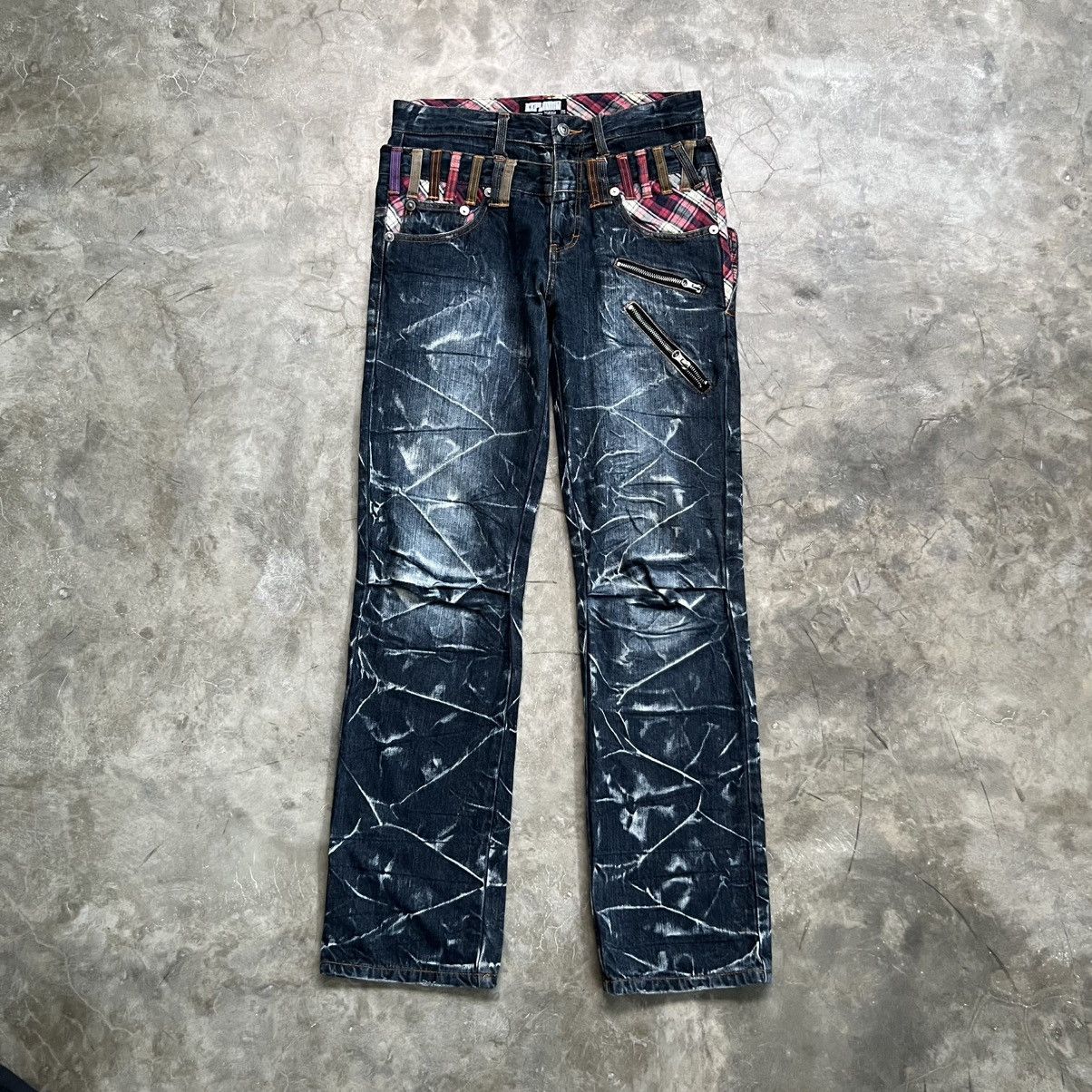 If Six Was Nine 2000s Exploison by Nylaus Double Waist Distressed Jeans Size US 30 / EU 46 - 2 Thumbnail