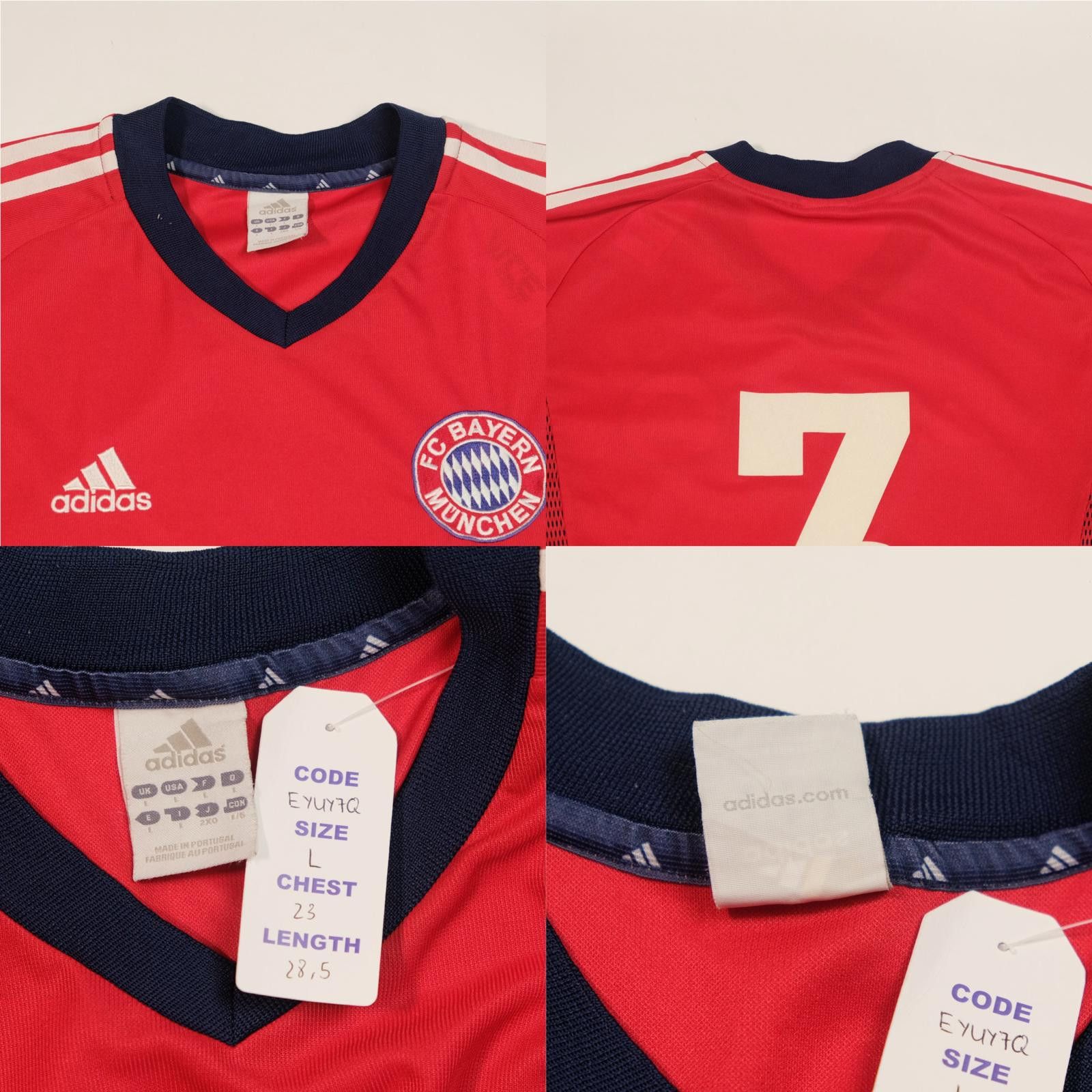 Adidas 2002/03 Bayern Munich Home Shirt (L) Size US L / EU 52-54 / 3 - 5 Thumbnail