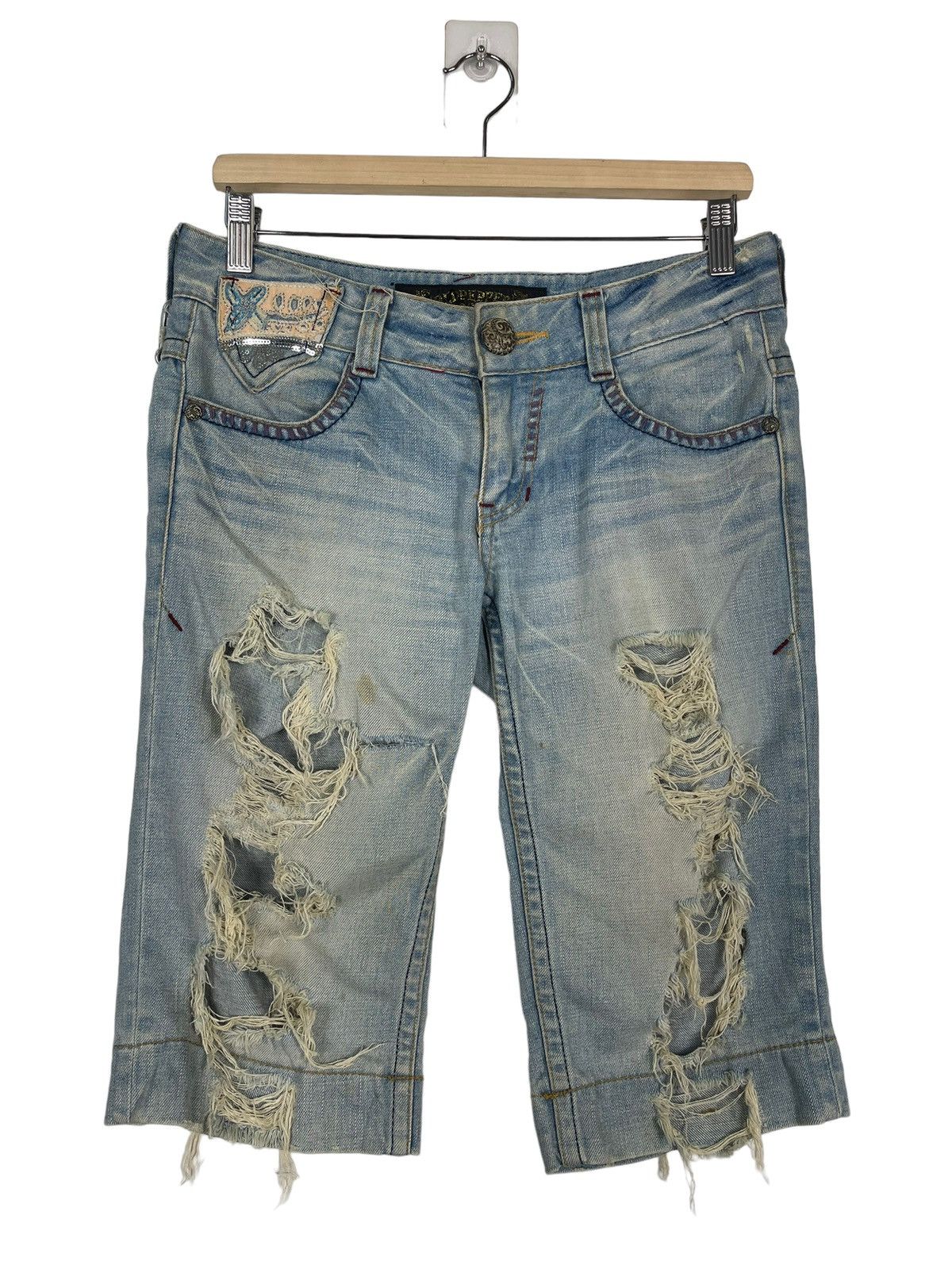 If Six Was Nine JAPANASE RED PAPER JAPAN&CO THRASHED SHORT PANTS JEANS Size US 31 - 1 Thumbnail