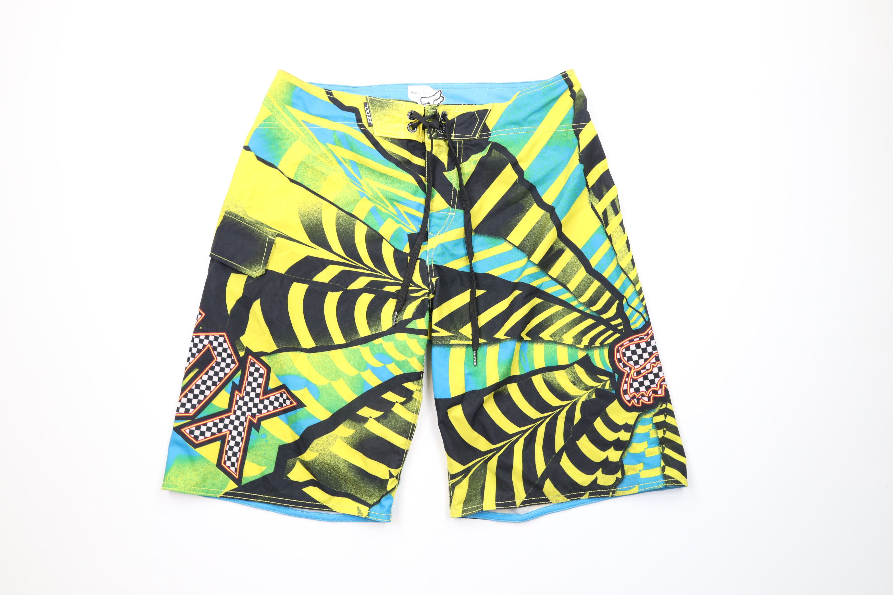Fox Racing × Vintage Vintage Fox Racing Out Geometric Board Shorts Swim Trunks Size US 33 - 1 Thumbnail