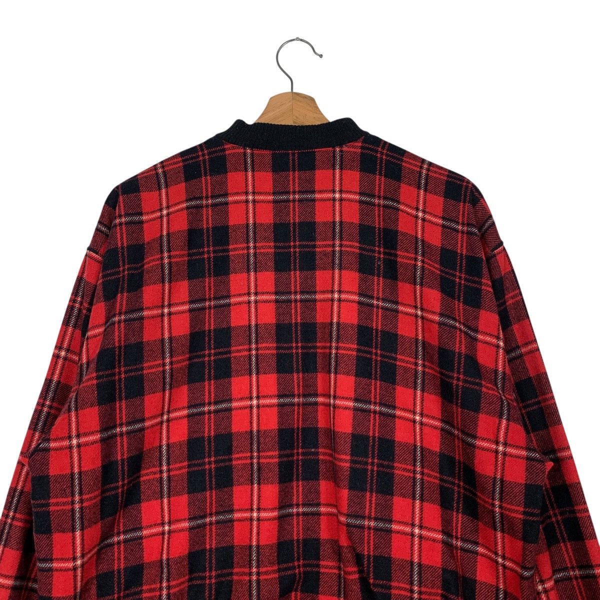 Japanese Brand SAISON DE ELLE SENSHUKAI Red Check Bomber Jacket #2302-C102 Size M / US 6-8 / IT 42-44 - 8 Thumbnail
