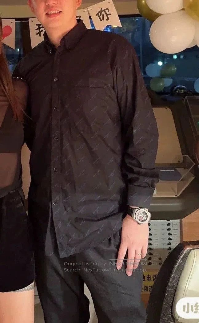 Balenciaga Balenciaga Black Logo Print Shirt Jacket. Size US M / EU 48-50 / 2 - 3 Thumbnail