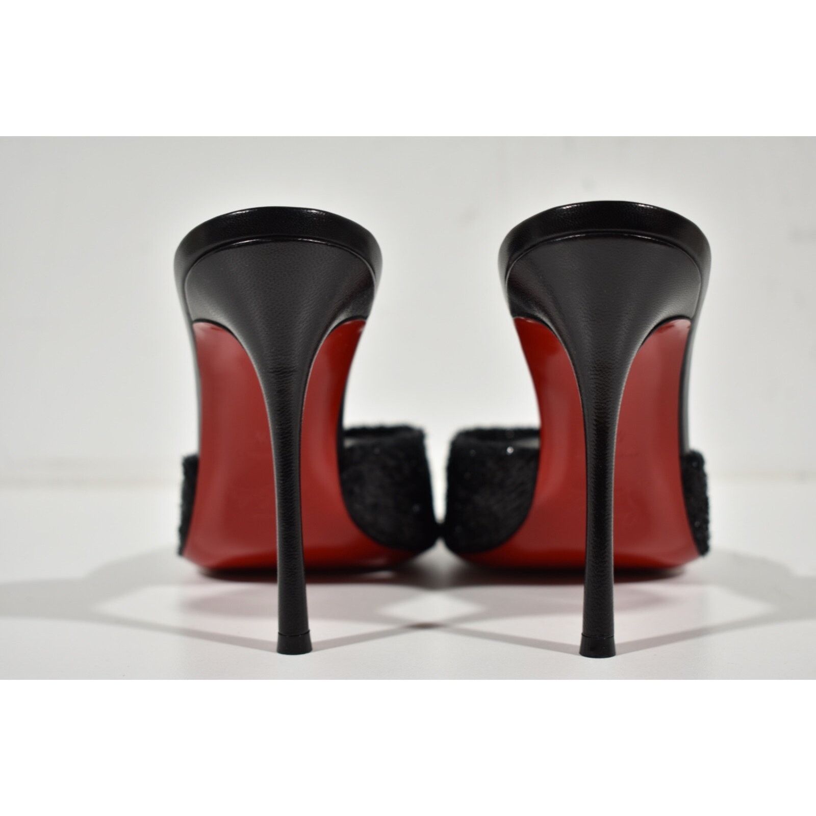 Me Dolly 100 Black Backless Sandal Slide Mule Heel Pump 36.5