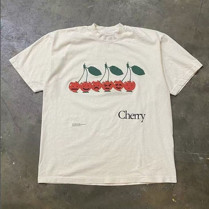 Japanese Brand × Vintage White retro cherry print loose tee Size US L / EU 52-54 / 3 - 1 Thumbnail