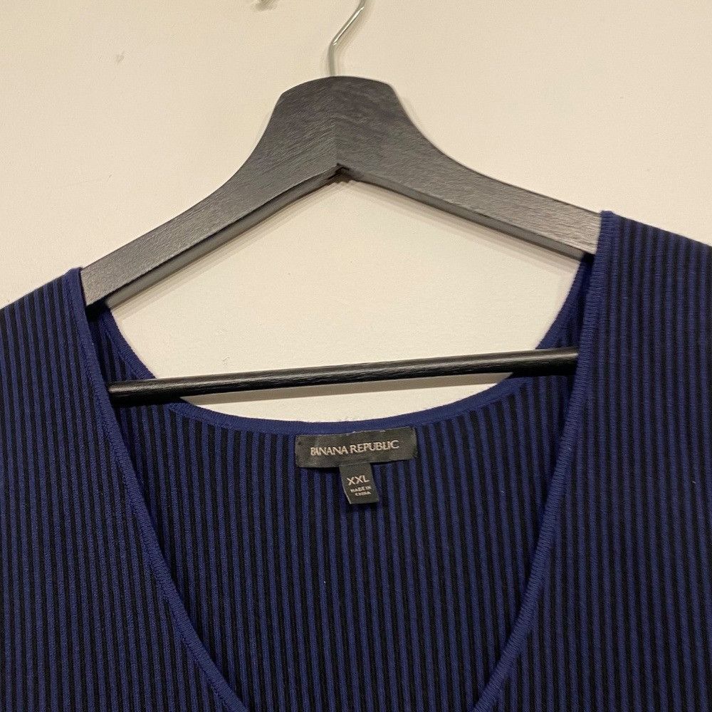 Banana Republic Banana Republic Knit Fit and Flare Black and Blue Striped Sw Size XXL / US 16-18 / IT 52-54 - 4 Thumbnail