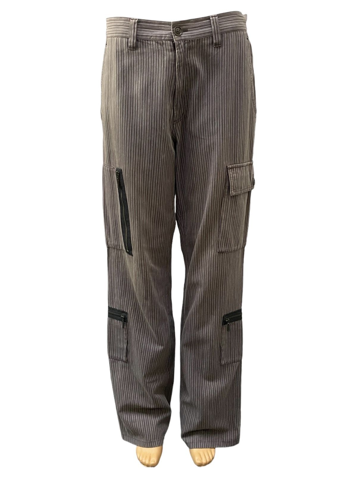 Japanese Brand Icca Japan Herringbone Striped MultiPocket Loose Cargo Pants Size US 31 - 3 Thumbnail