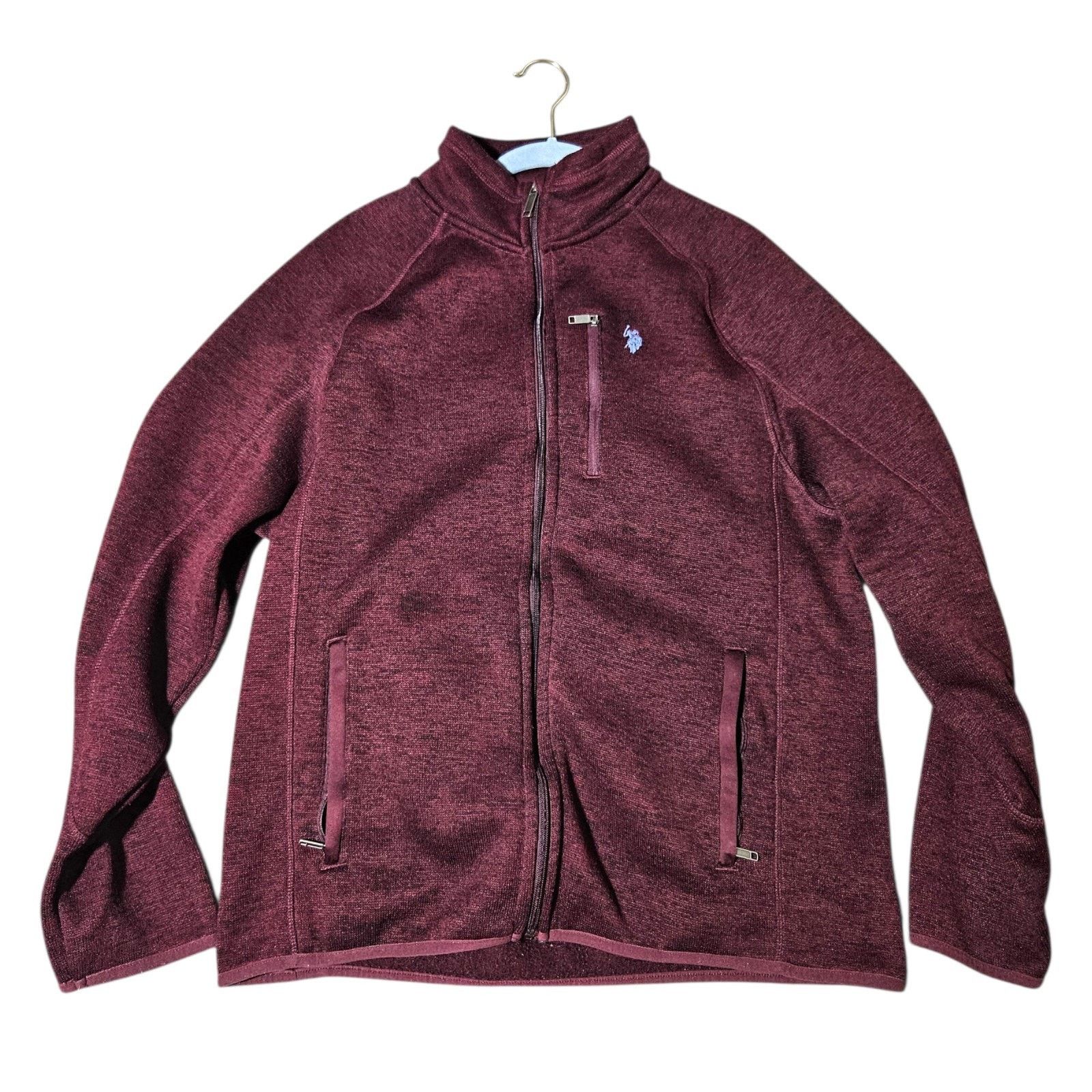 U.S. Polo Assn. US Polo Assn Burgundy Full Zip feece Sweater Jacket Mens L Size US L / EU 52-54 / 3 - 3 Thumbnail