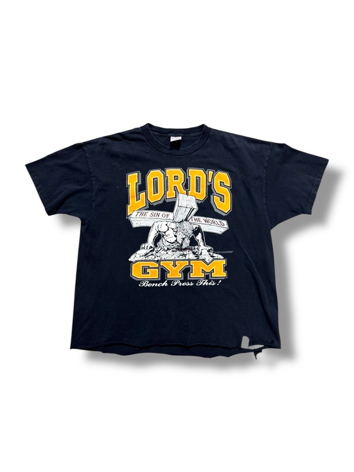 Vintage *RARE* VINTAGE 1990 90s LORD’S GYM GOD BODYBUILDING T-SHIRT Size US XL / EU 56 / 4 - 1 Thumbnail