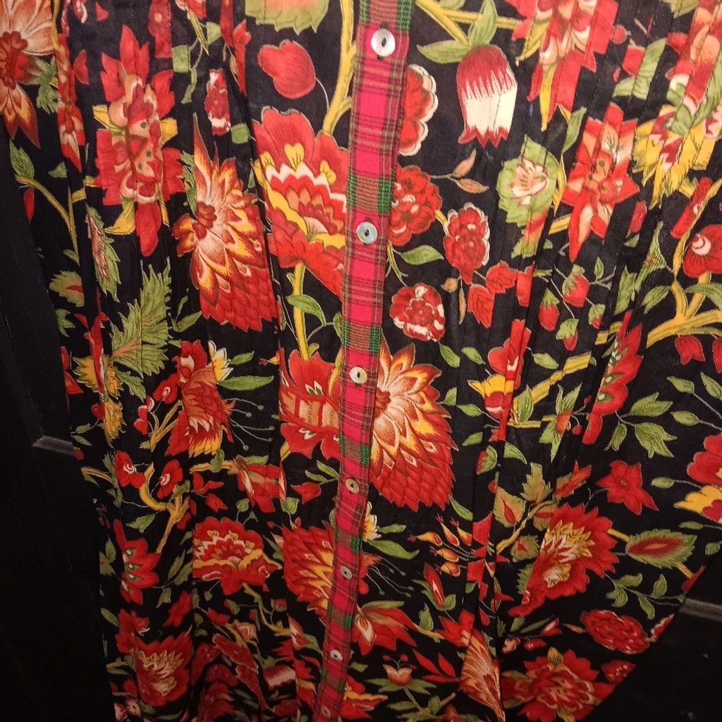 J. Peterman J.Peterman floral plaid trim dress, Size M, nwot Size XL / US 12-14 / IT 48-50 - 9 Thumbnail