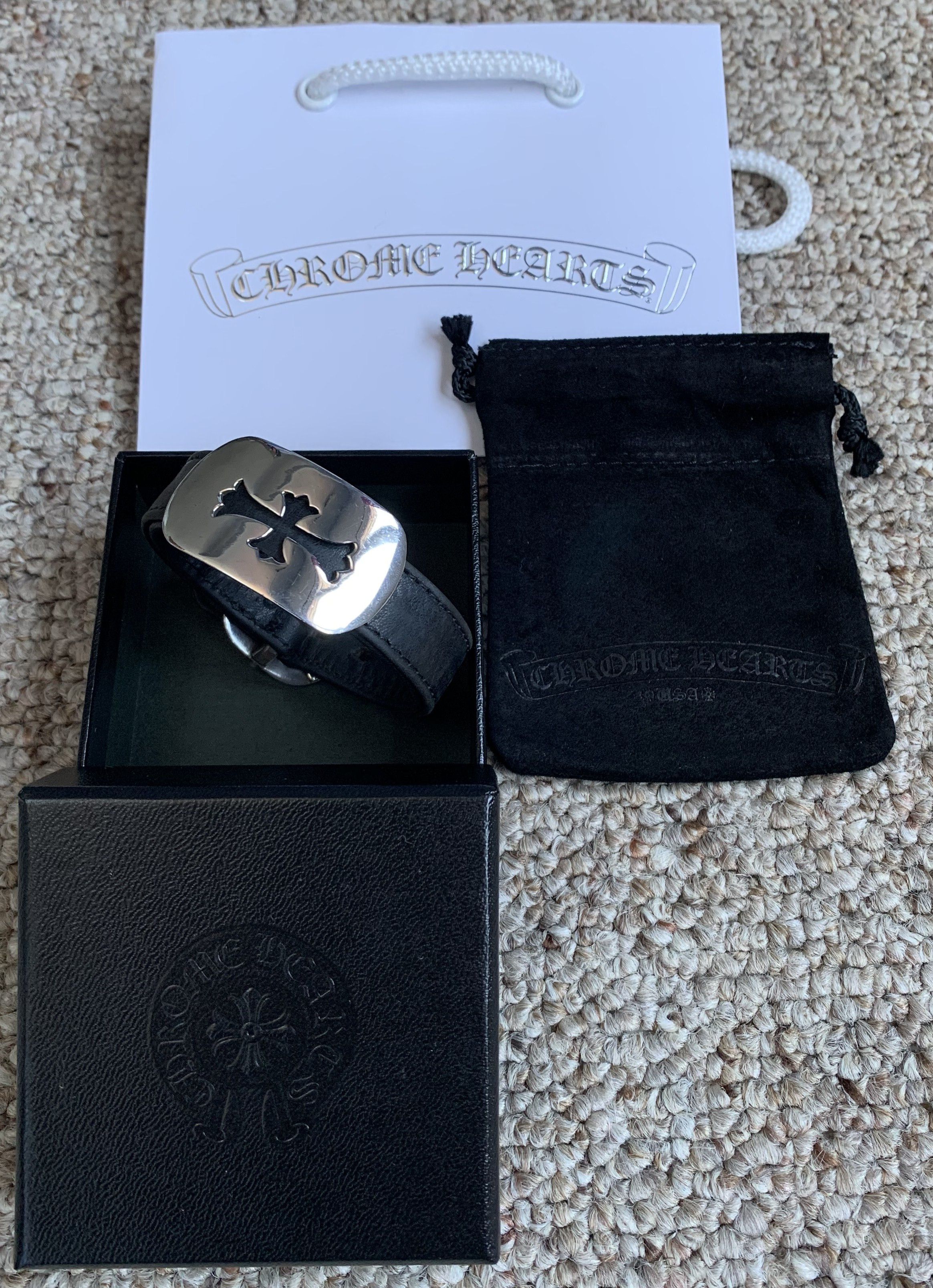 Chrome Hearts Chrome Hearts Silver Cross Gunslinger Leather Bracelet Size ONE SIZE - 20 Thumbnail