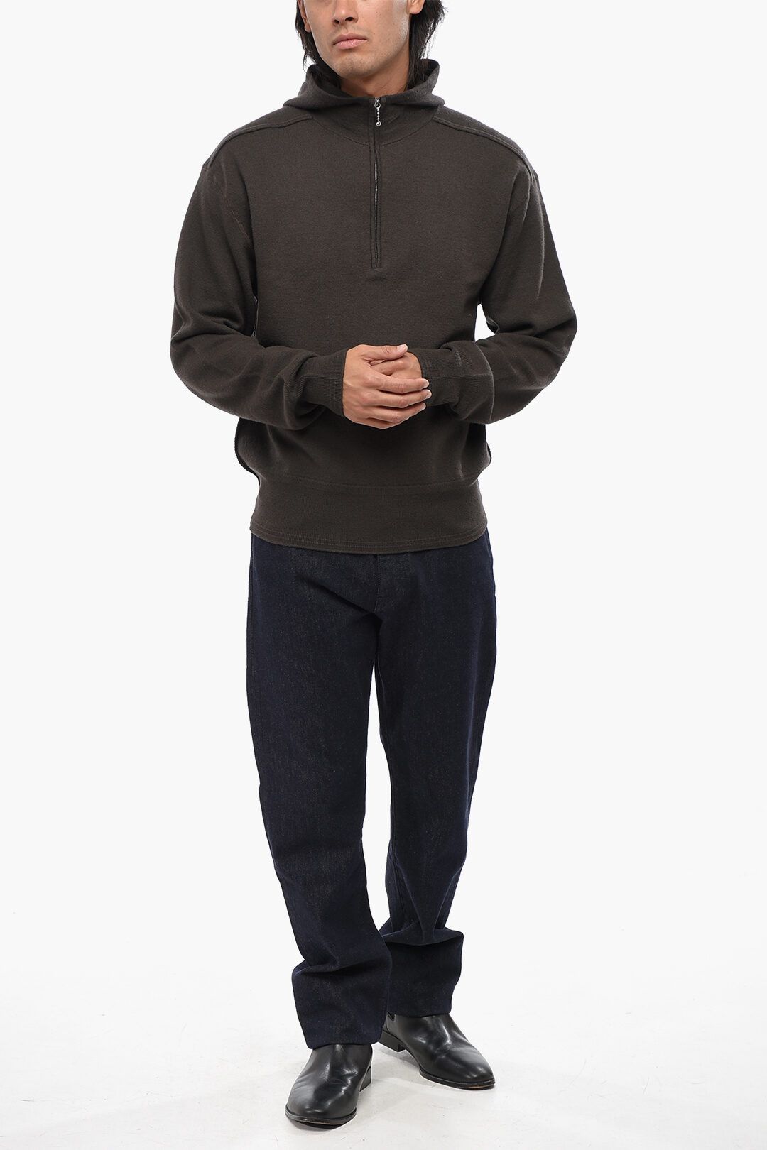Burberry og1mm1125 Solid Color Wool Hooded Sweater in Brown Size US M / EU 48-50 / 2 - 4 Thumbnail