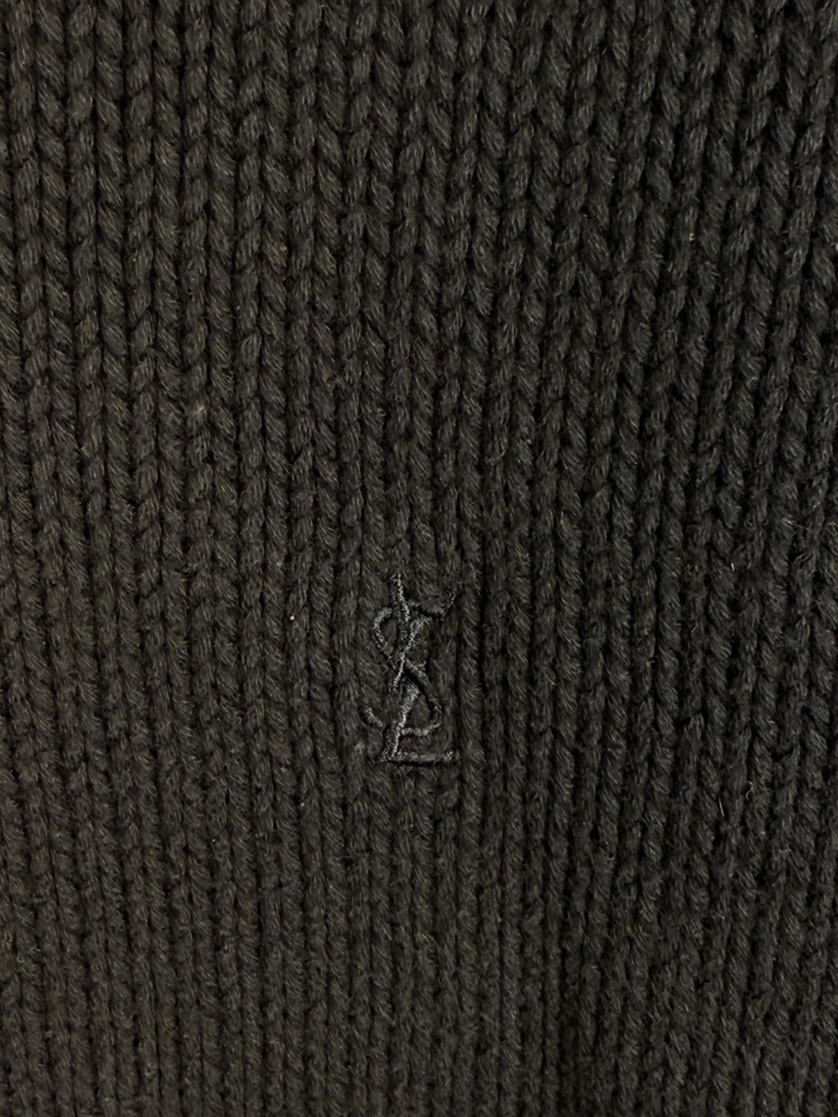 Yves Saint Laurent Heavy YSL Sweater Knit Thick V-neck Navy/Grey YSL Sweatshirt Size US L / EU 52-54 / 3 - 2 Thumbnail