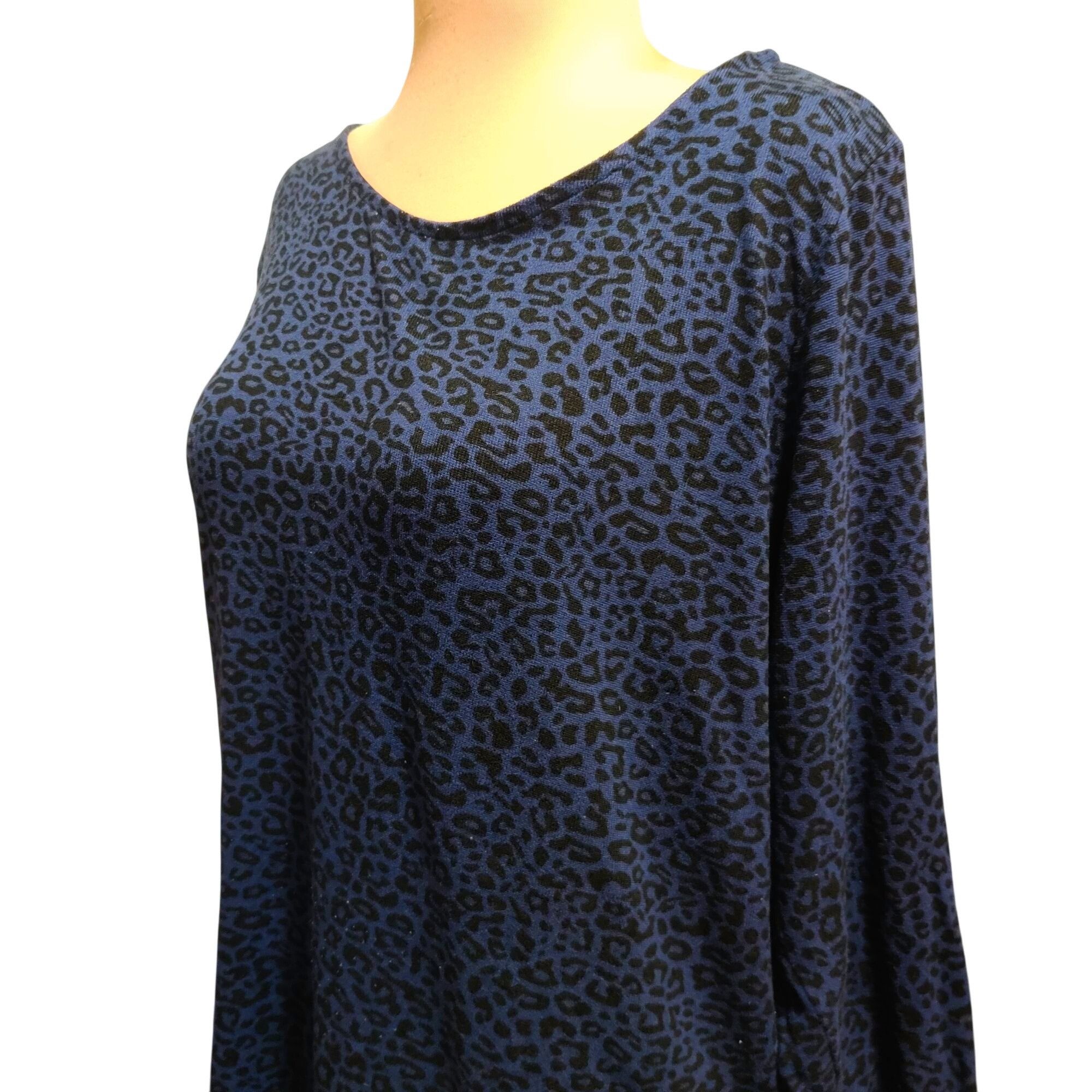 Other Mario Serrani Italy L Blue Black Leopard Print Long Sleeve S Size L / US 10 / IT 46 - 2 Thumbnail