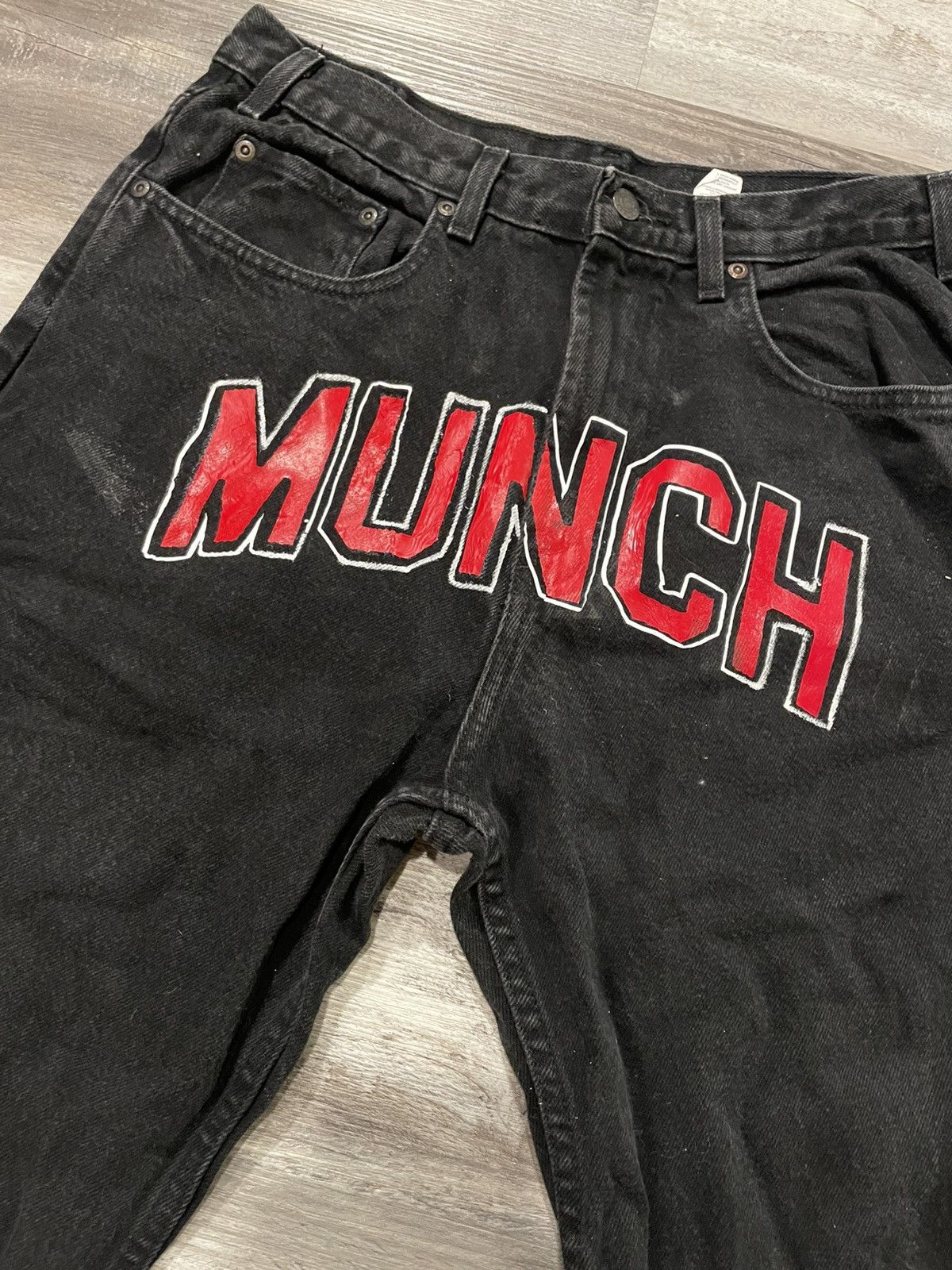 Band Tees Ice Spice Denim munch pants. Band rap tee ironic satire jean Size US 34 / EU 50 - 1 Thumbnail