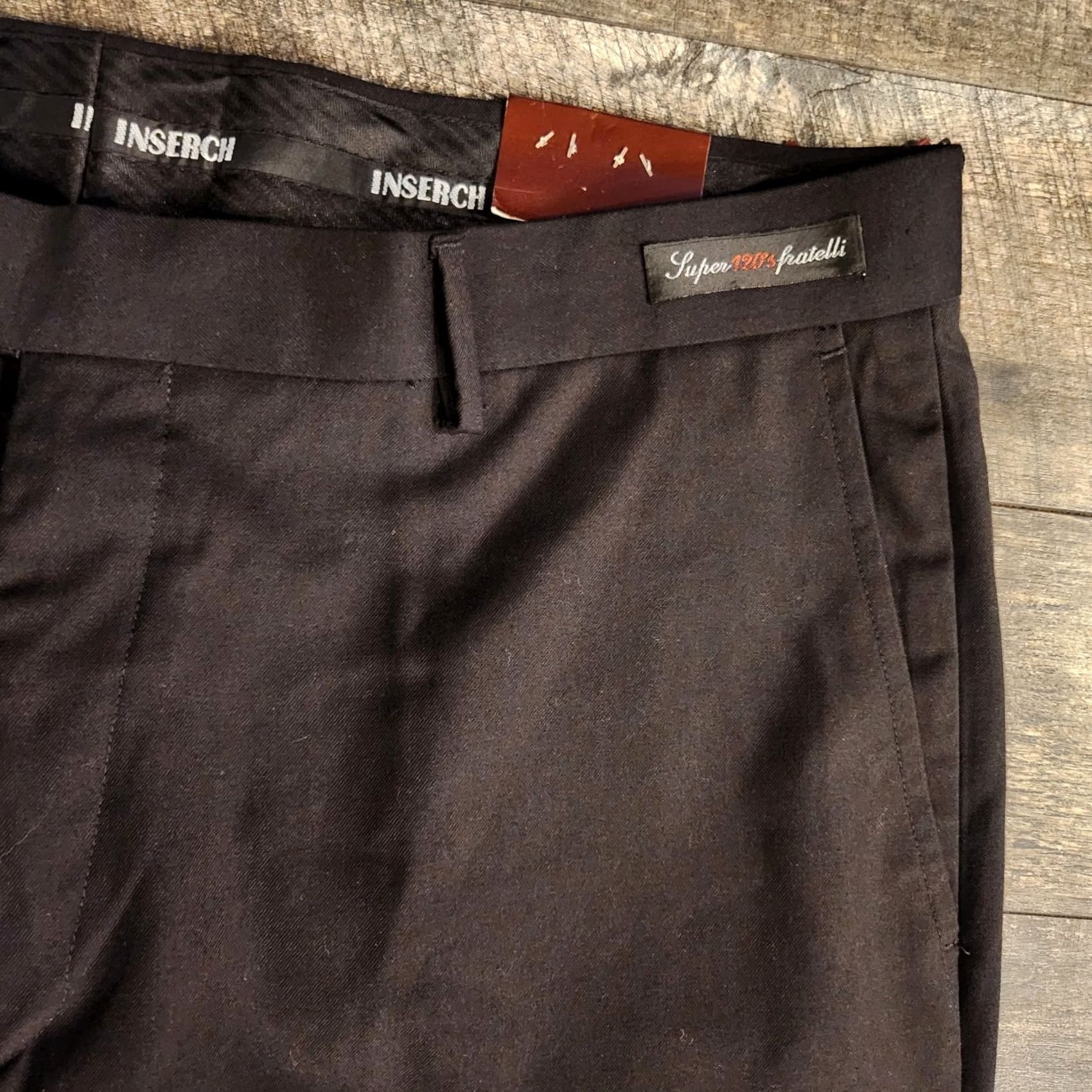 Vintage Inserch Super 120s Fratelli Pants Black 40x32 Slacks Mens Size US 40 / EU 56 - 4 Thumbnail