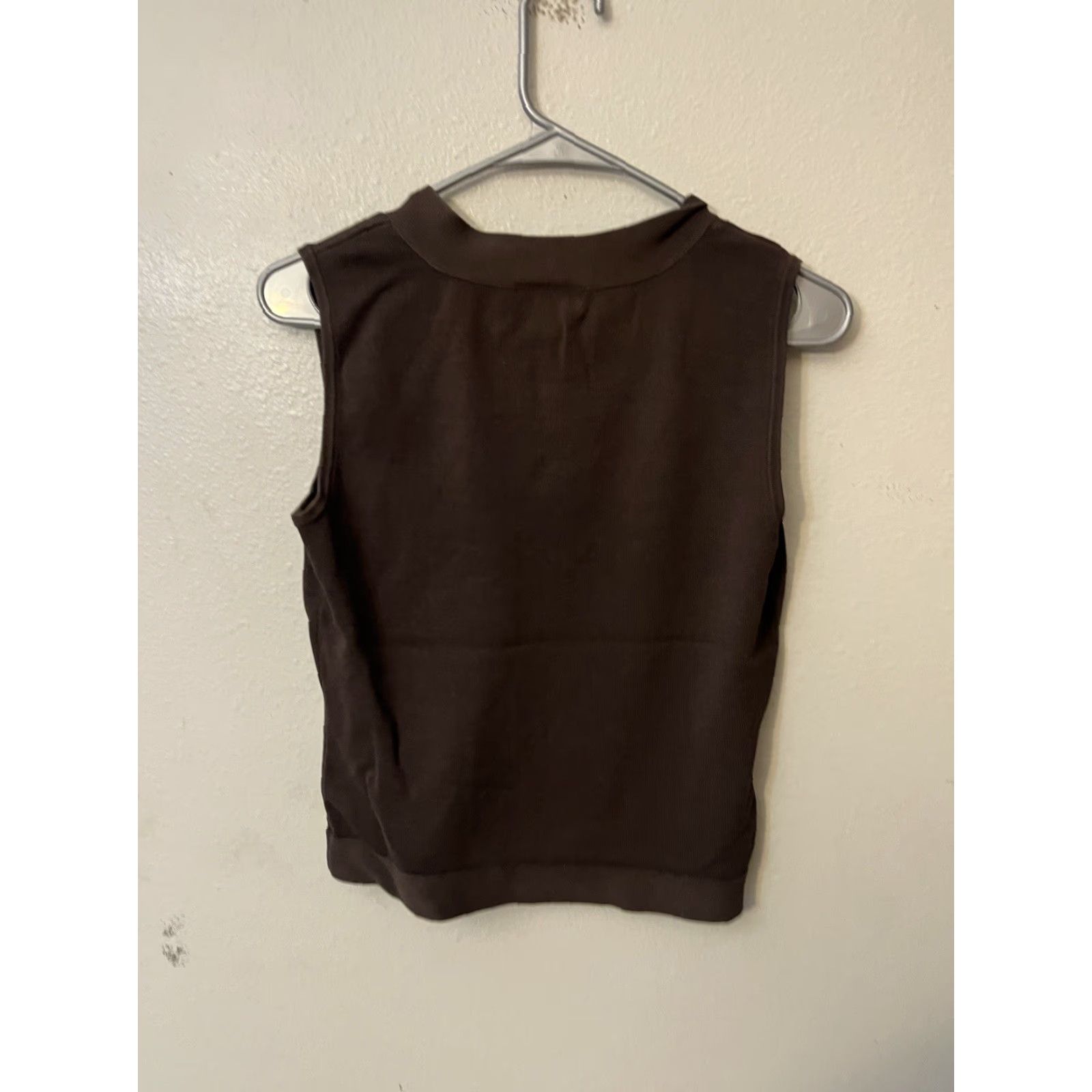 Talbots TALBOTS Women’s Stretch Pullover Vest Brown Size PP Knit Sleeveless V-Neck Regular Petite Size XXS / US 00 / IT 34 - 2 Thumbnail
