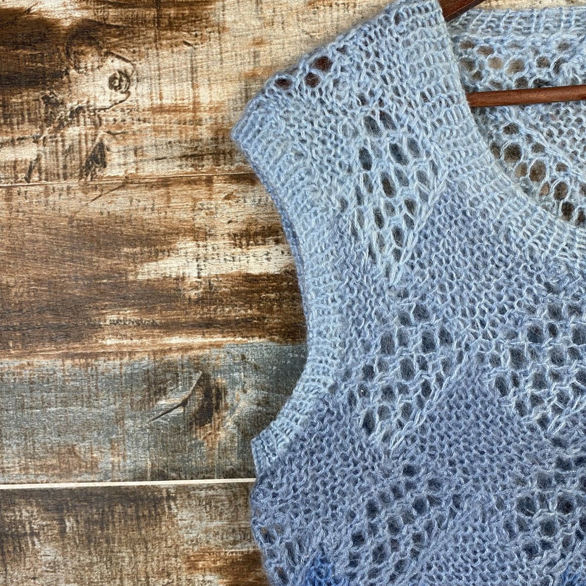Japanese Brand DL Japanese Brand Blue Crochet meshnet Knitwear #C1196 Size S / US 4 / IT 40 - 8 Thumbnail