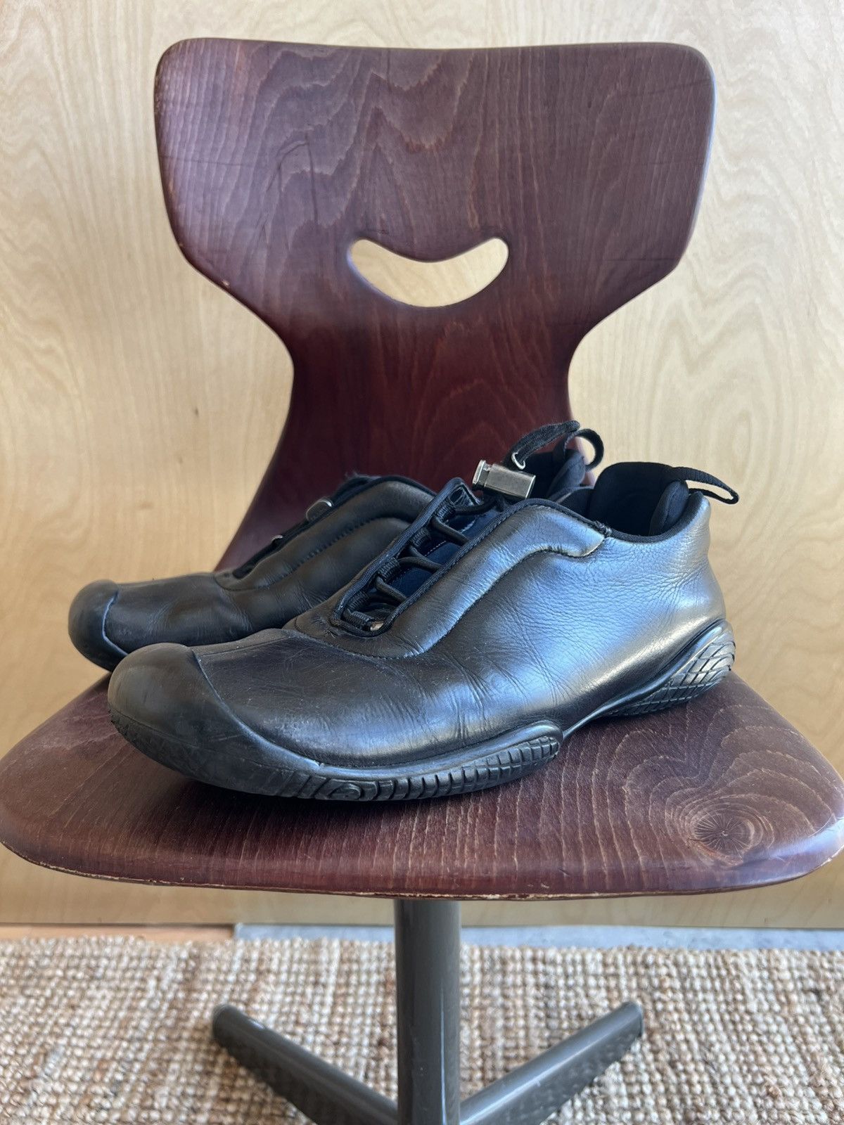 Prada Vintage Prada Sport Linea Rossa Black Leather Sneakers Size US 9 / EU 42 - 4 Thumbnail