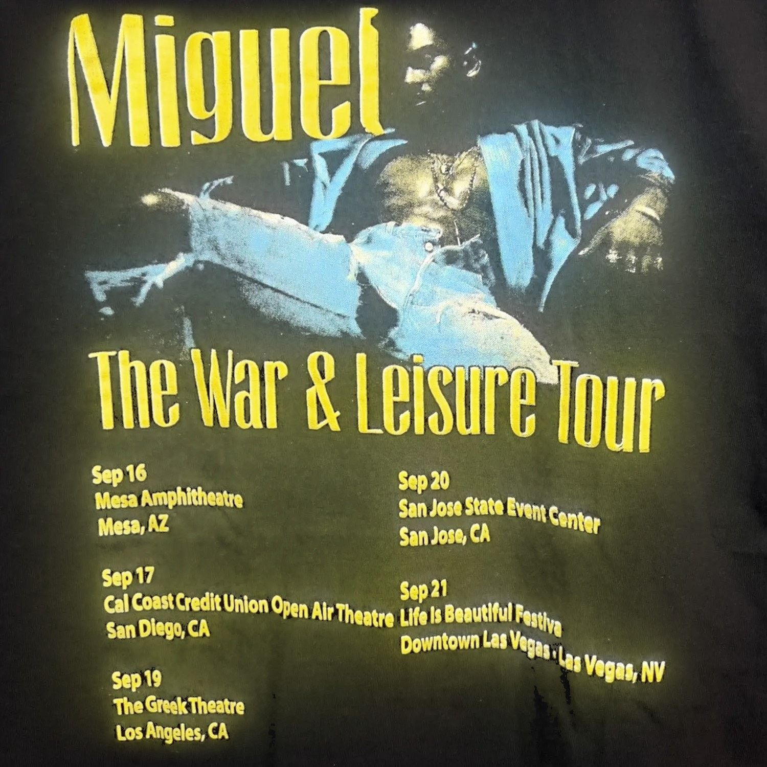 Band Tees Miguel The War & Leisure Graphic Logo Tour Tee Shirt Size US M / EU 48-50 / 2 - 5 Thumbnail