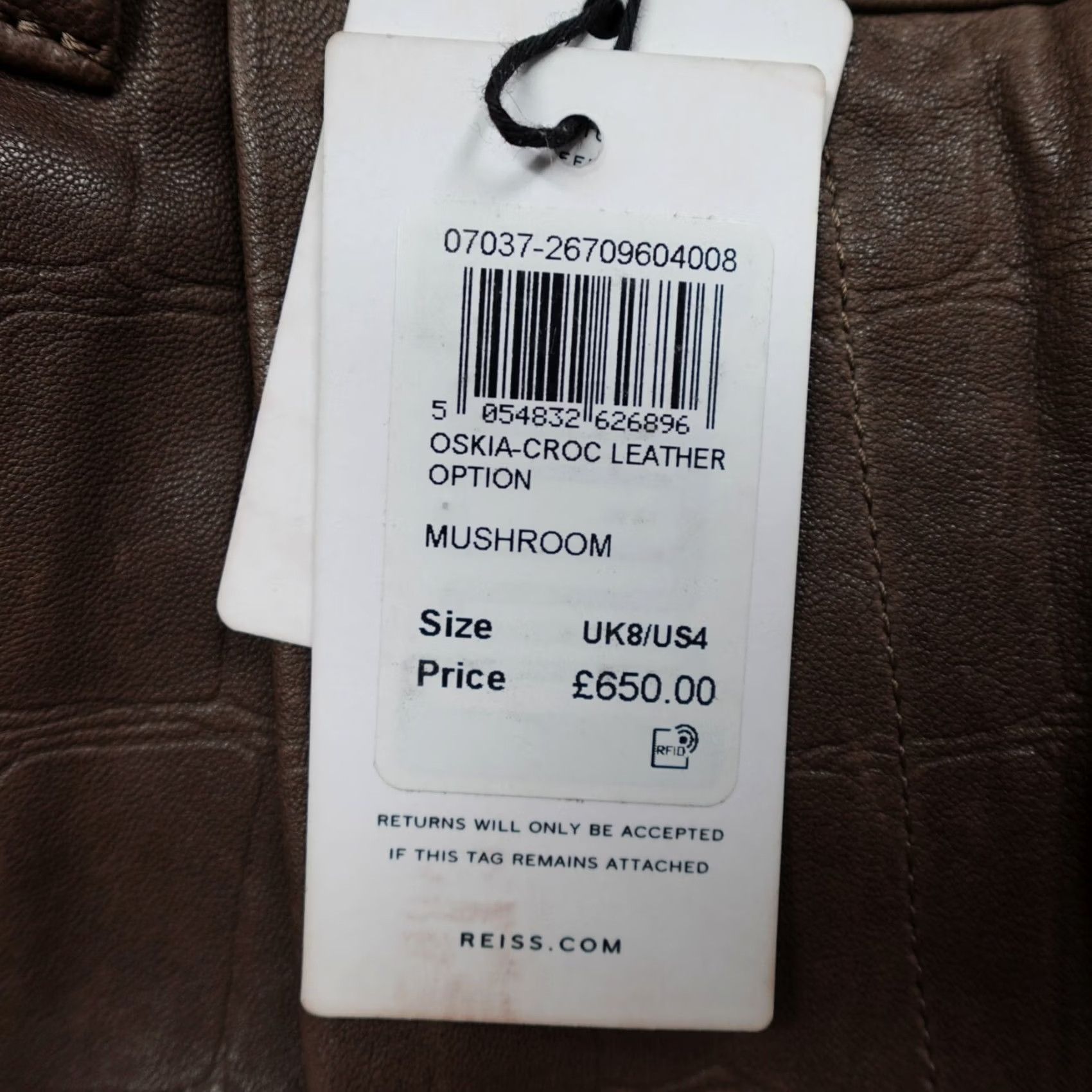 Reiss Reiss Trousers Womens Brown Leather 8 Crock Effect Size 30" / US 8 / IT 44 - 4 Thumbnail