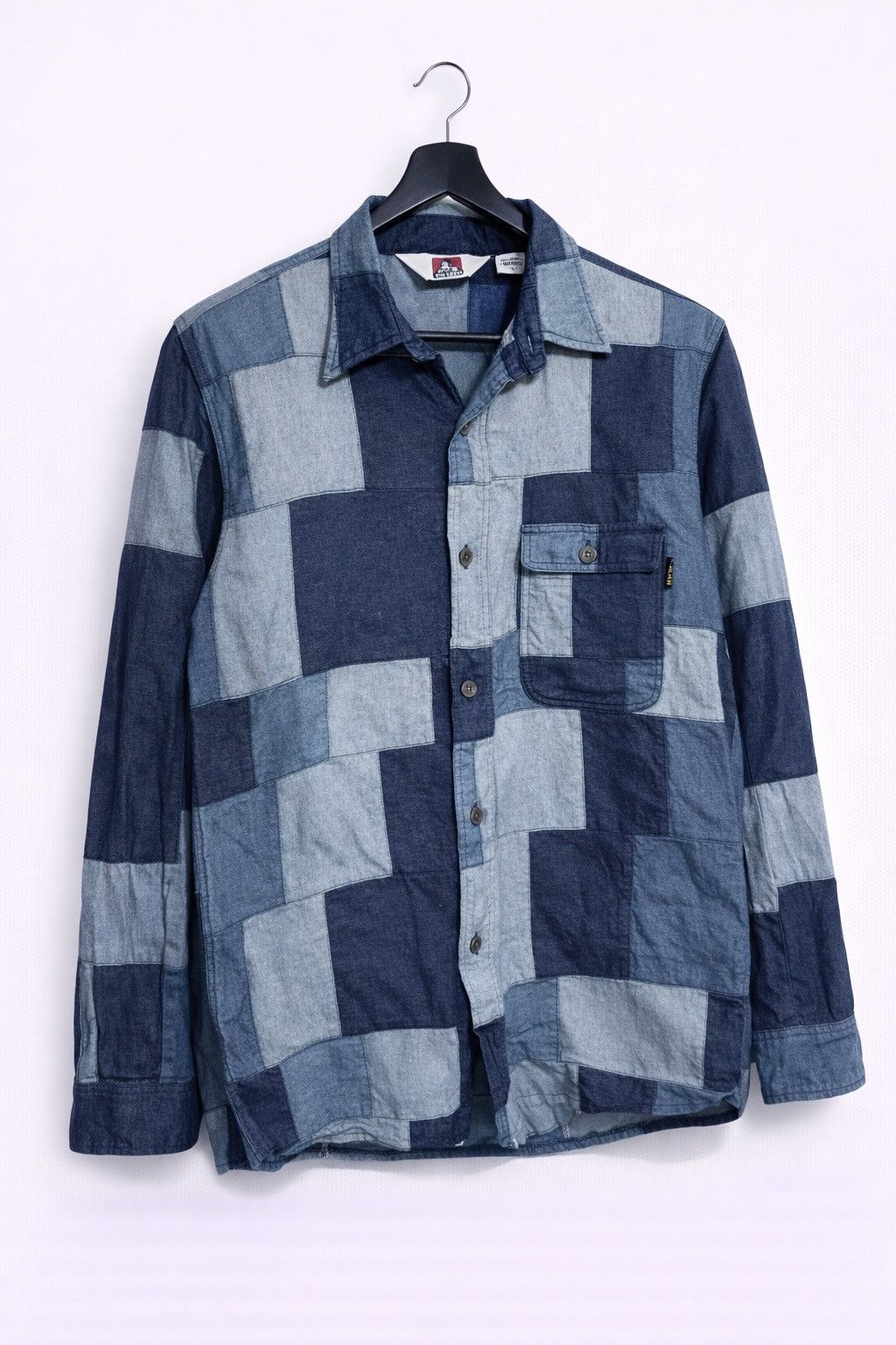 Ben Davis Ben Davis Patchwork Chambray Shirt Indigo Workwear Shirt Size US M / EU 48-50 / 2 - 1 Thumbnail