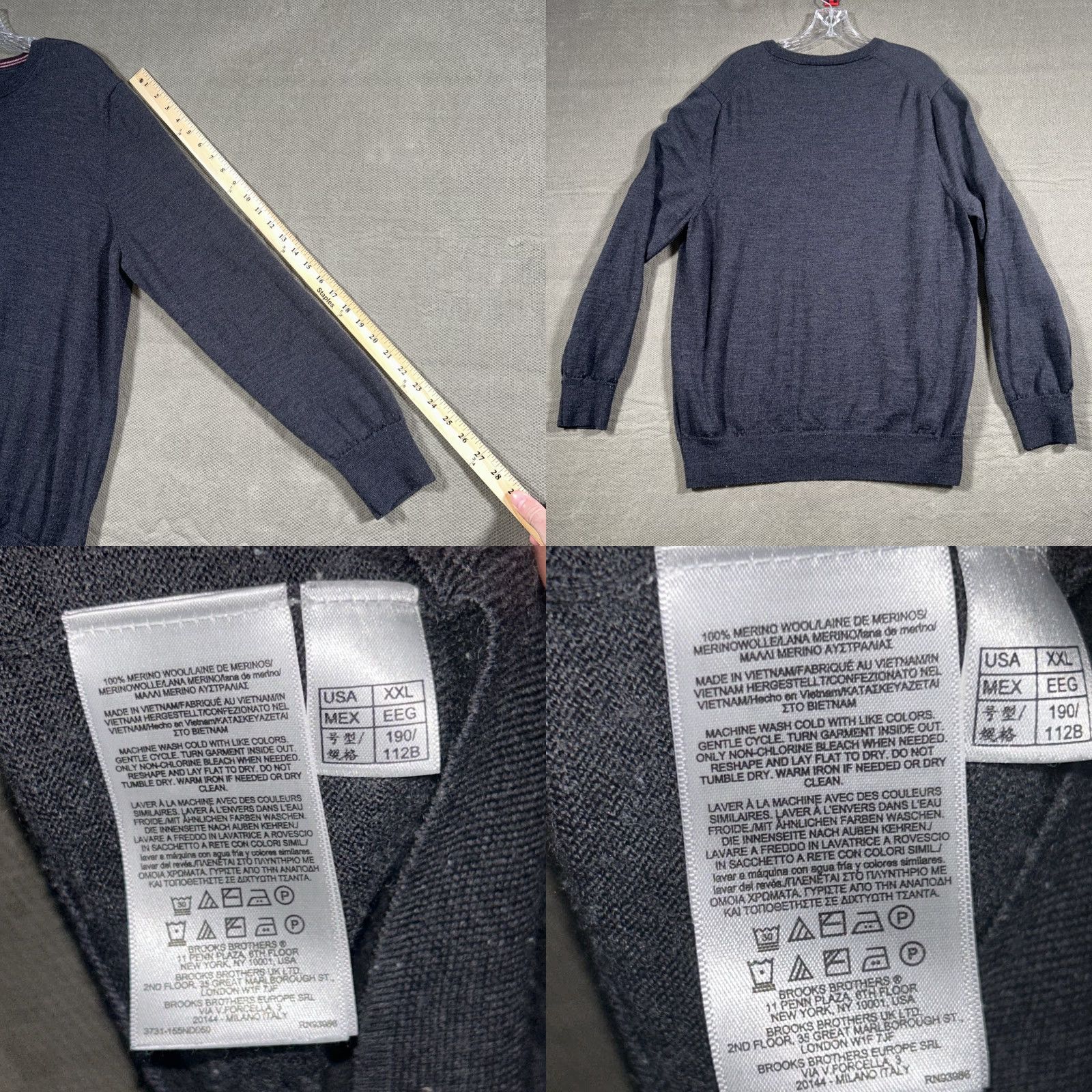 Brooks Brothers Brooks Brothers Mens 2XL Merino Wool Knit Long Sleeve Lightweight Sweater Gray Size US XXL / EU 58 / 5 - 8 Thumbnail