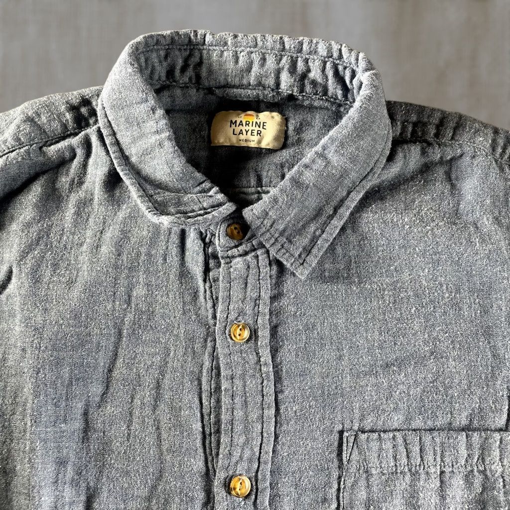 Marine Layer Marine Layer Shirt Mens Medium Blue Button-Down Long Sleeve Pocket 100% Cotton Size US M / EU 48-50 / 2 - 1 Thumbnail