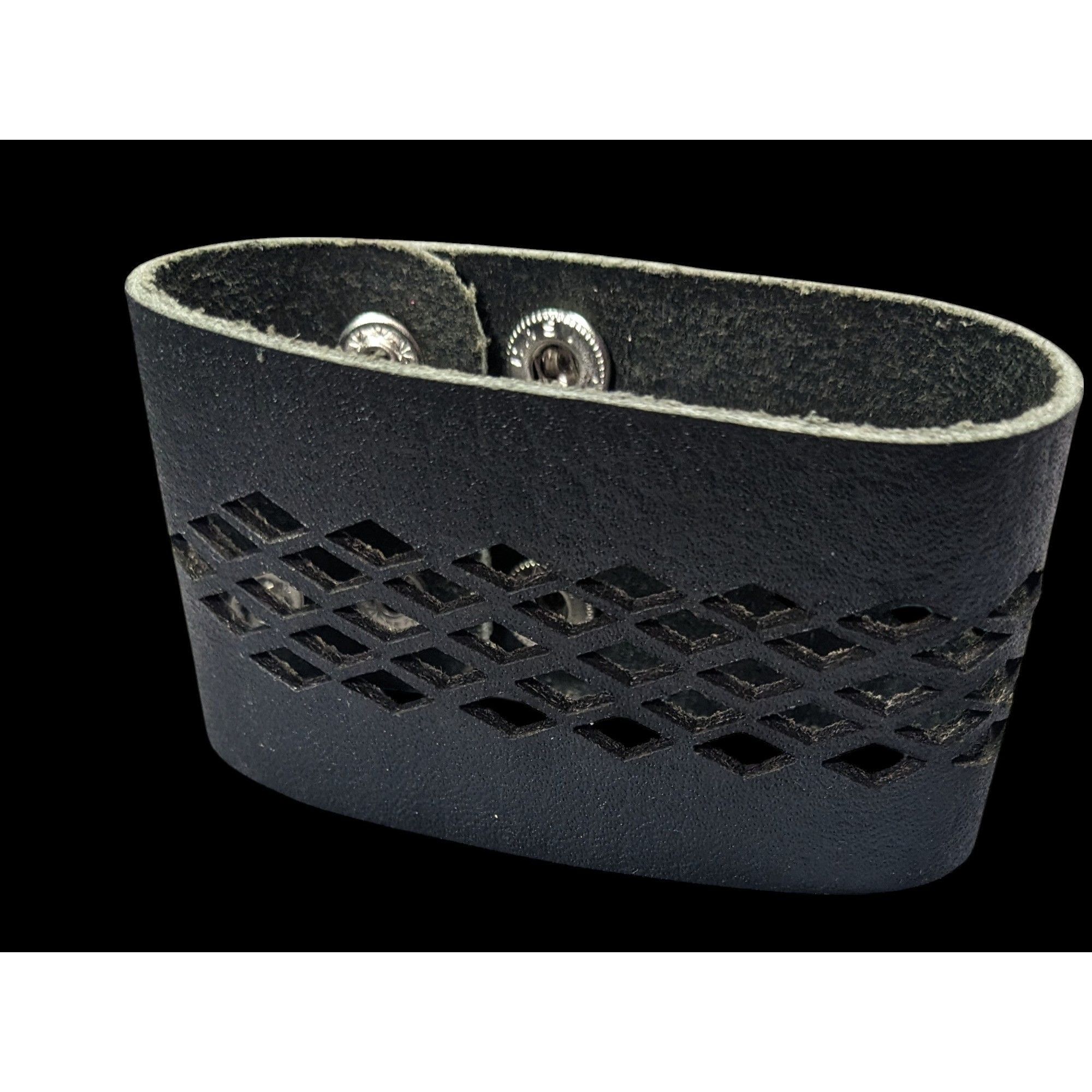 Other Gothic Black Faux Leather Lattice Cutout Bracelet Size ONE SIZE - 2 Thumbnail