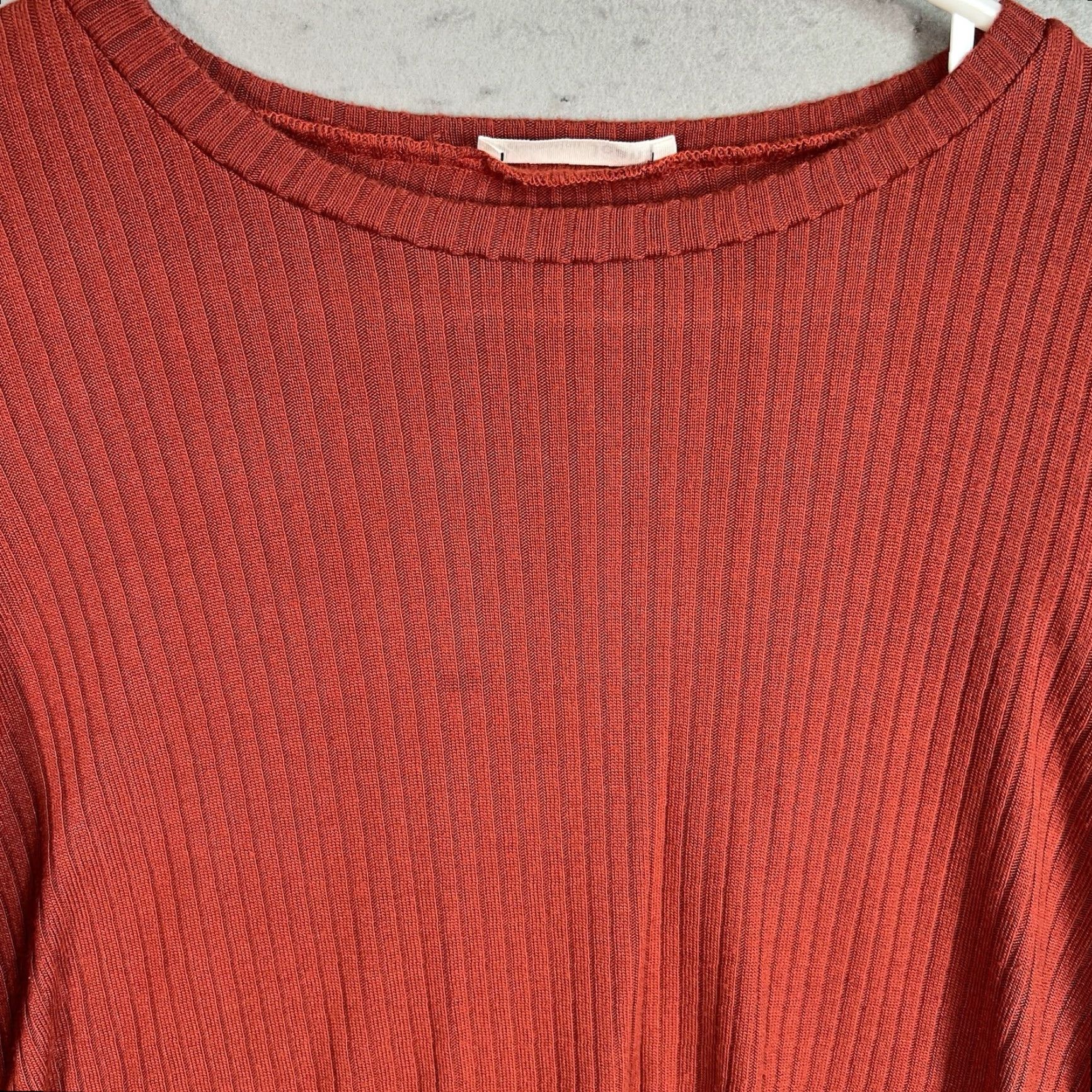 Reformation VINTAGE Reformation Shirt Womens Small Red Ribbed Wide Neck Long Sleeve Size S / US 4 / IT 40 - 7 Thumbnail