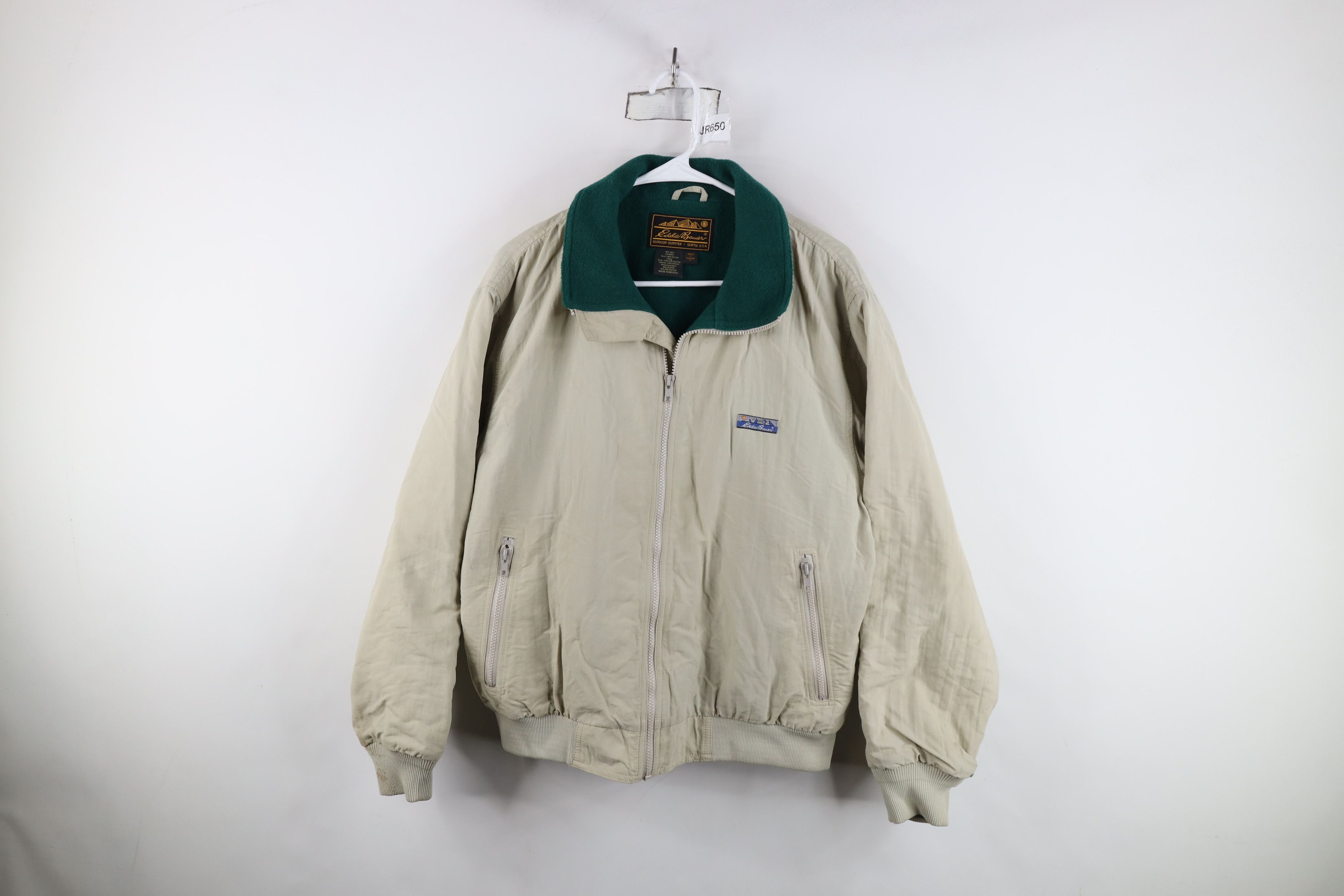 Eddie Bauer Vintage 90s Eddie Bauer Fleece Lined Zip Bomber Jacket Beige Size US S / EU 44-46 / 1 - 1 Thumbnail
