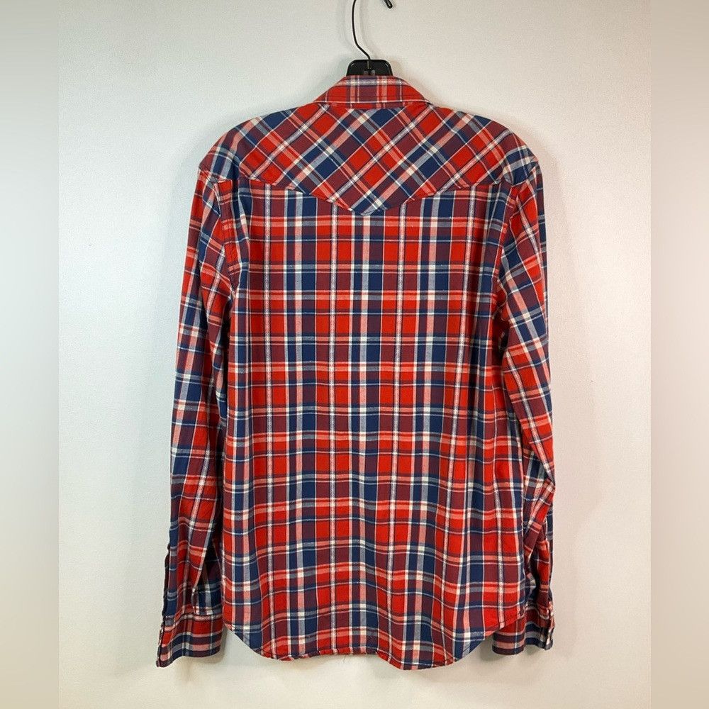 Western Rise LUCKY BRAND Red Plaid Long Sleeve Western Cowboy Pearl Shirt Size US M / EU 48-50 / 2 - 3 Thumbnail