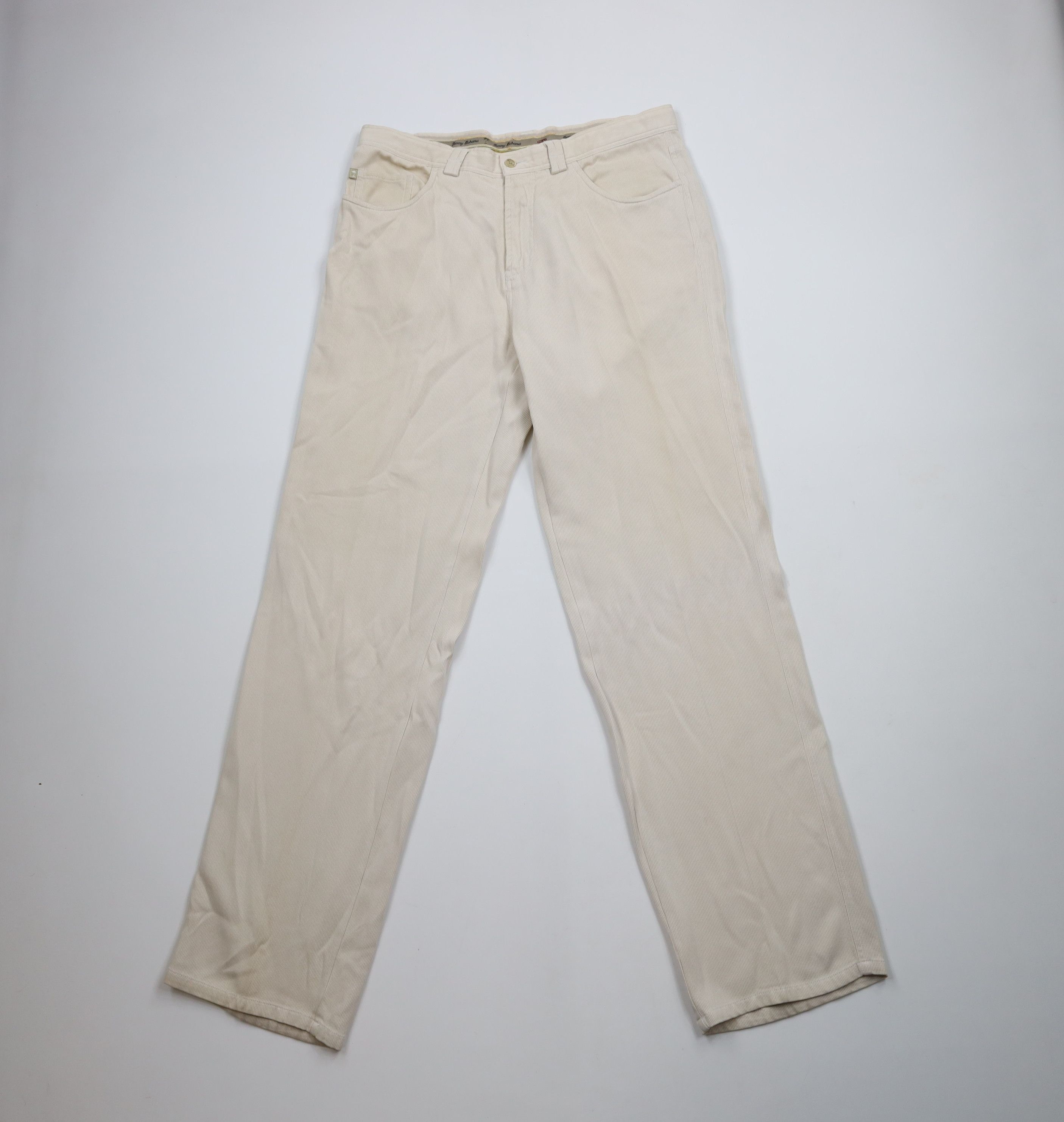 Tommy Bahama × Vintage Vintage 90s Tommy Bahama Silk Whipcord Ribbed Wide Leg Pants Size US 35 - 1 Thumbnail