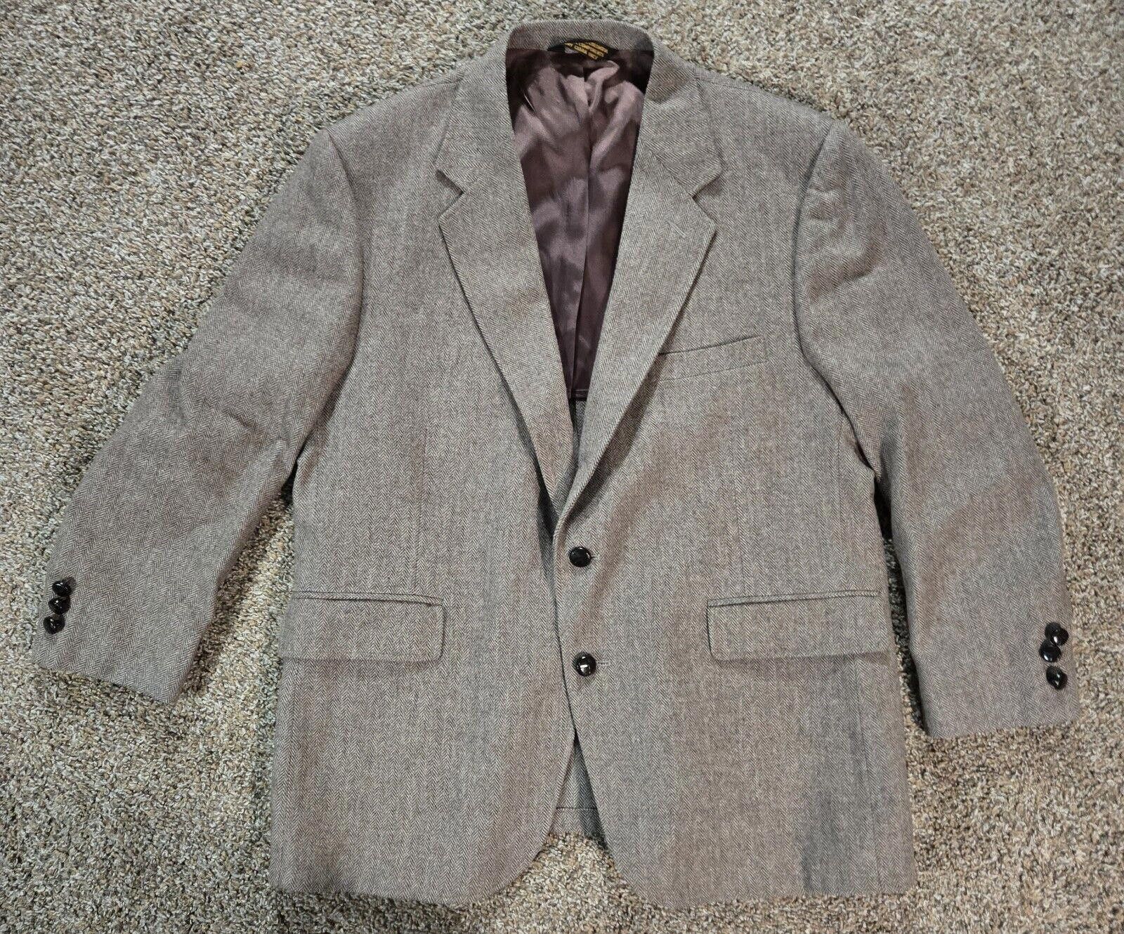 Stafford Stafford Herringbone Pattern 3 Piece Suit 44S SEE MEASURE Size 38R - 2 Thumbnail