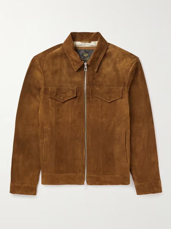 image of Loro Piana O1Srvl11E0424 Rone Leather Overshirt In Tan, Men's (Size Medium)