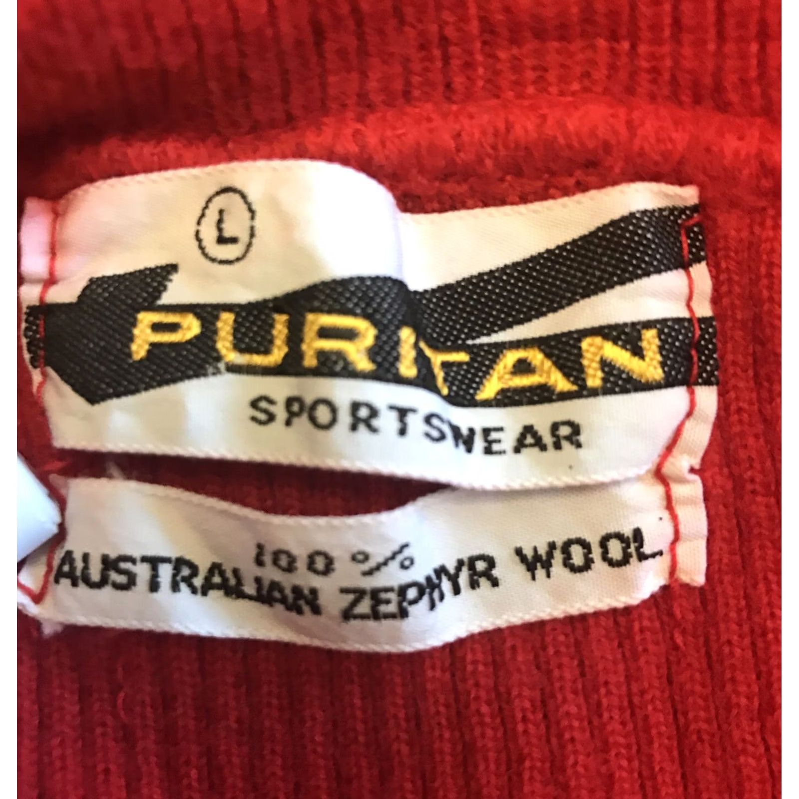 Zephyr VINTAGE Puritan 100% Wool DB Sweater Vest Red Large 1960s Australia Mens Sleeveless 19" Pit to Pit 19" Length—Sportswear/Beach Size US L / EU 52-54 / 3 - 3 Thumbnail