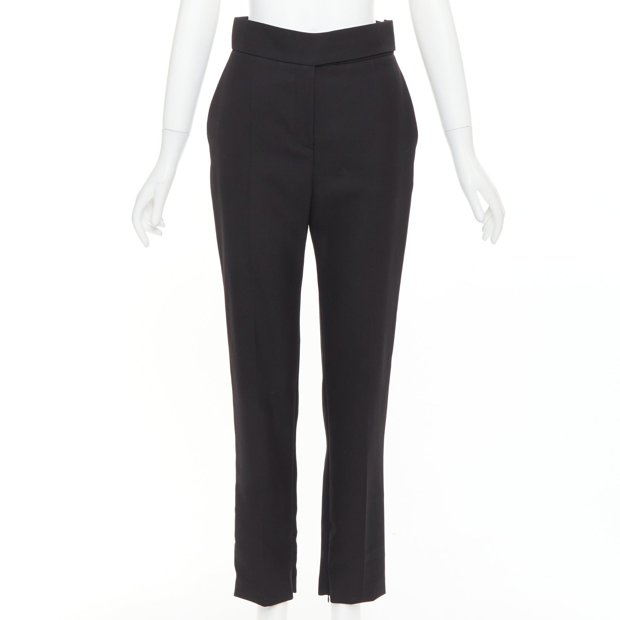 Alexandre Vauthier ALEXANDRE VAUTHIER black wool blend high waisted slim leg cropped pants Size 26" / US 2 / IT 38 - 1 Thumbnail