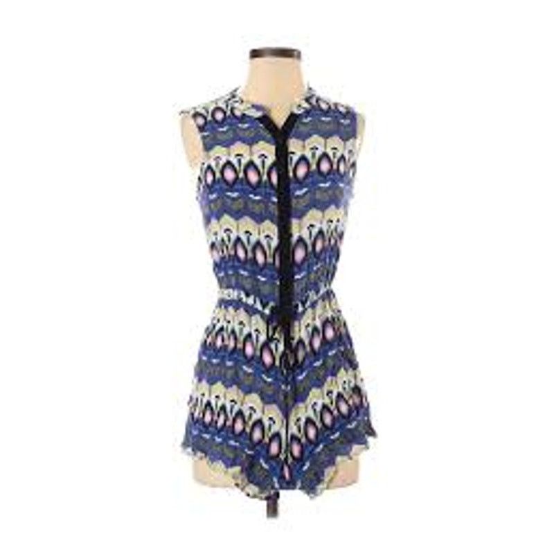 Other Millau Romper Blue Pink Ikat Button Front Cutout Back S Size 27" / US 4 / IT 40 - 10 Thumbnail