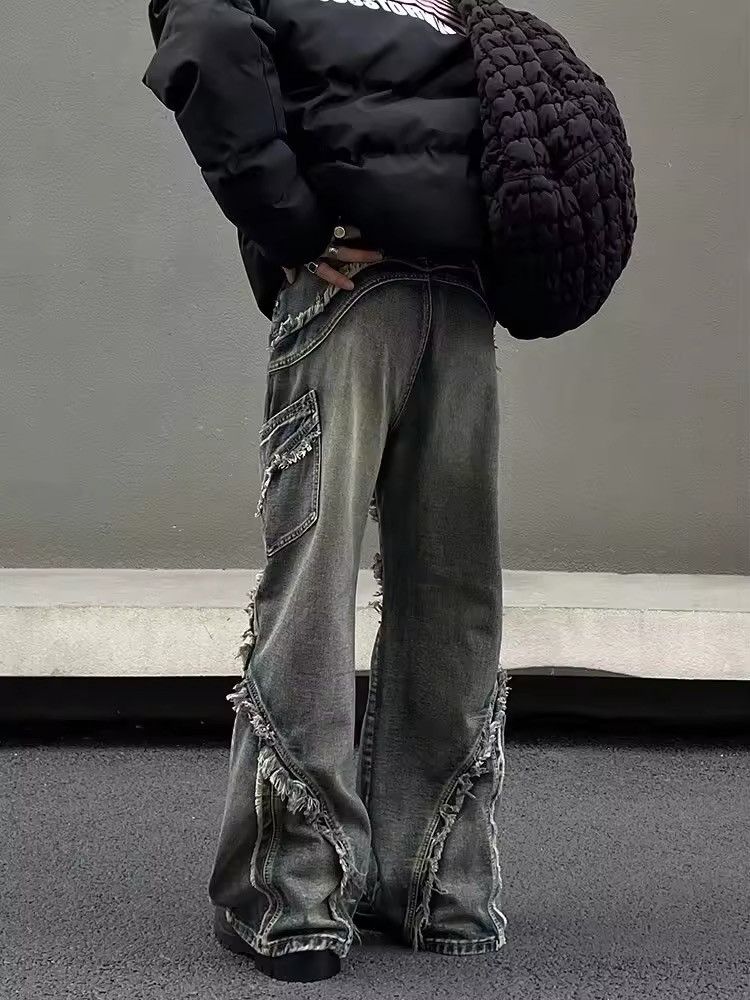 Japanese Brand × Vintage Streetwear Vintage Blue Patchwork StackedJeans Size US 30 / EU 46 - 4 Thumbnail