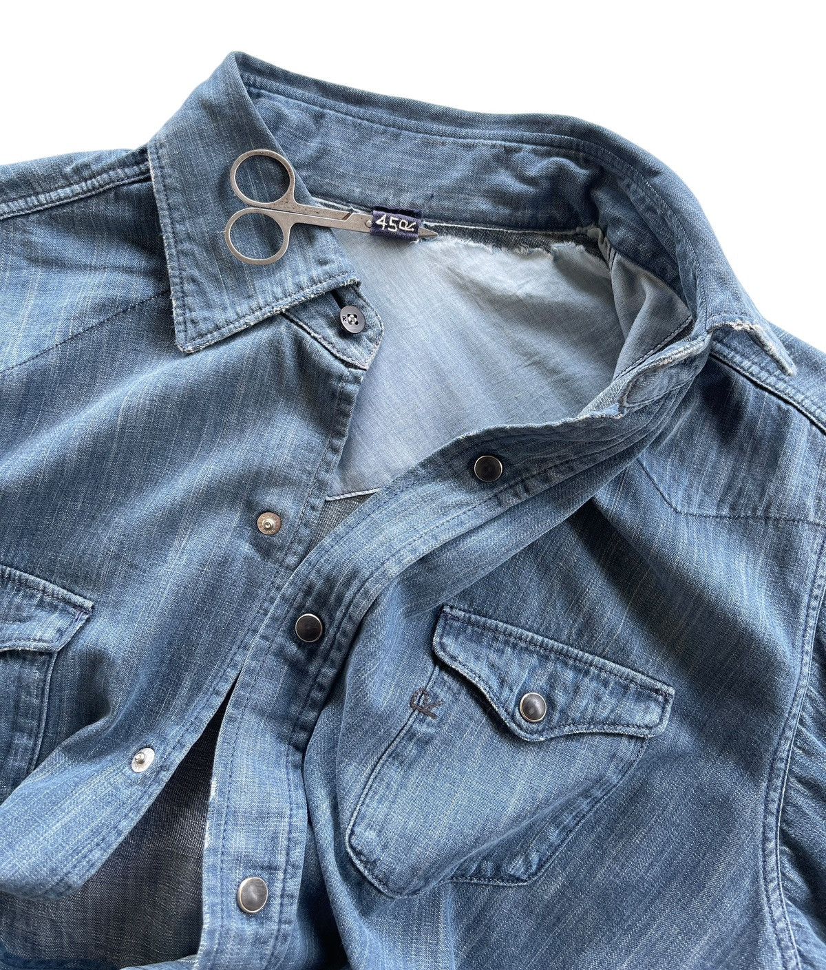 45rpm 45rpm Dungaree Denim Western Distressed Shirt Size US M / EU 48-50 / 2 - 14 Thumbnail