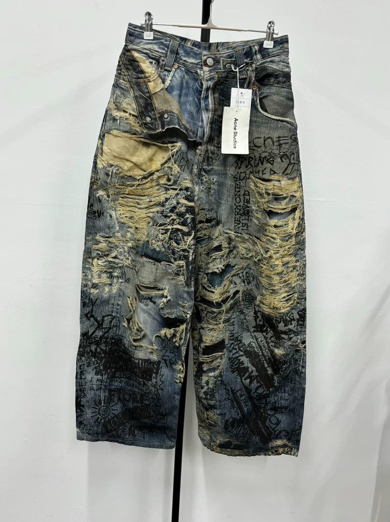 Acne Studios Acne Studios SS25 2023M Printed Ripped Loose Straight Leg J Size US 44 / EU 60 - 1 Thumbnail