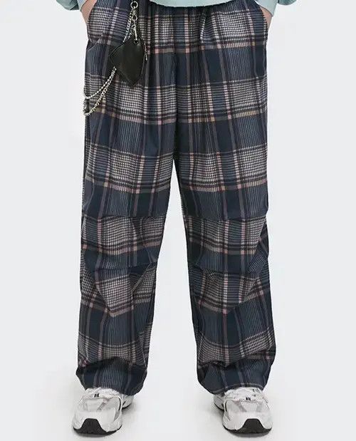 Jean 20AW Indigo Union Japan Blue Oversized Checked Pants Size US 34 / EU 50 - 1 Thumbnail