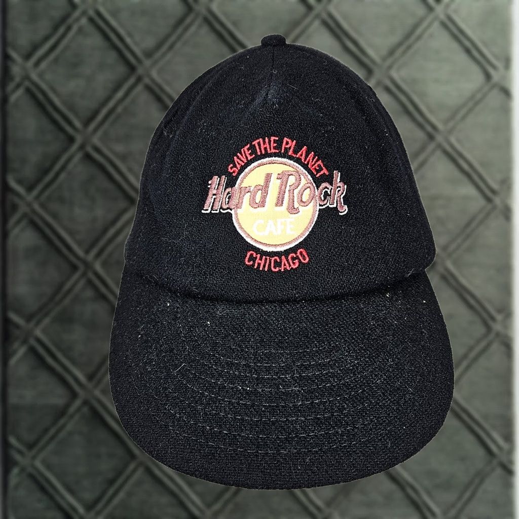 Hard Rock Cafe VINTAGE Hard Rock Cafe Chicago Wool Adjustable Hat Baseball Cap Men One Size Black 90s USA Rock Size ONE SIZE - 1 Thumbnail
