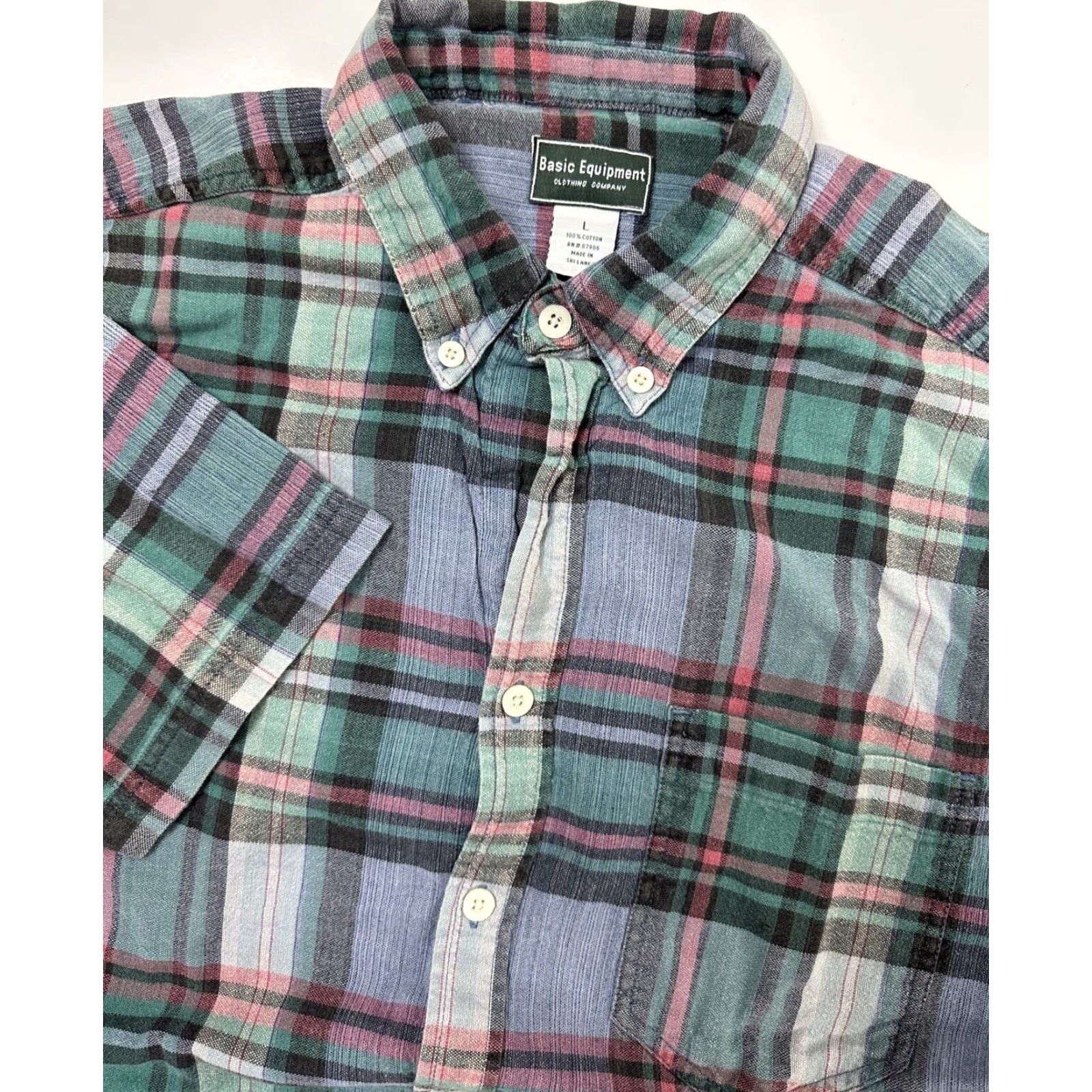 Equipment VINTAGE Basic Equipment Shirt Men L Blue Plaid Short Sleeve 80s 90s Casual 80s Vintage Slim Button-Up Pocket Collared Cotton Size US L / EU 52-54 / 3 - 2 Thumbnail