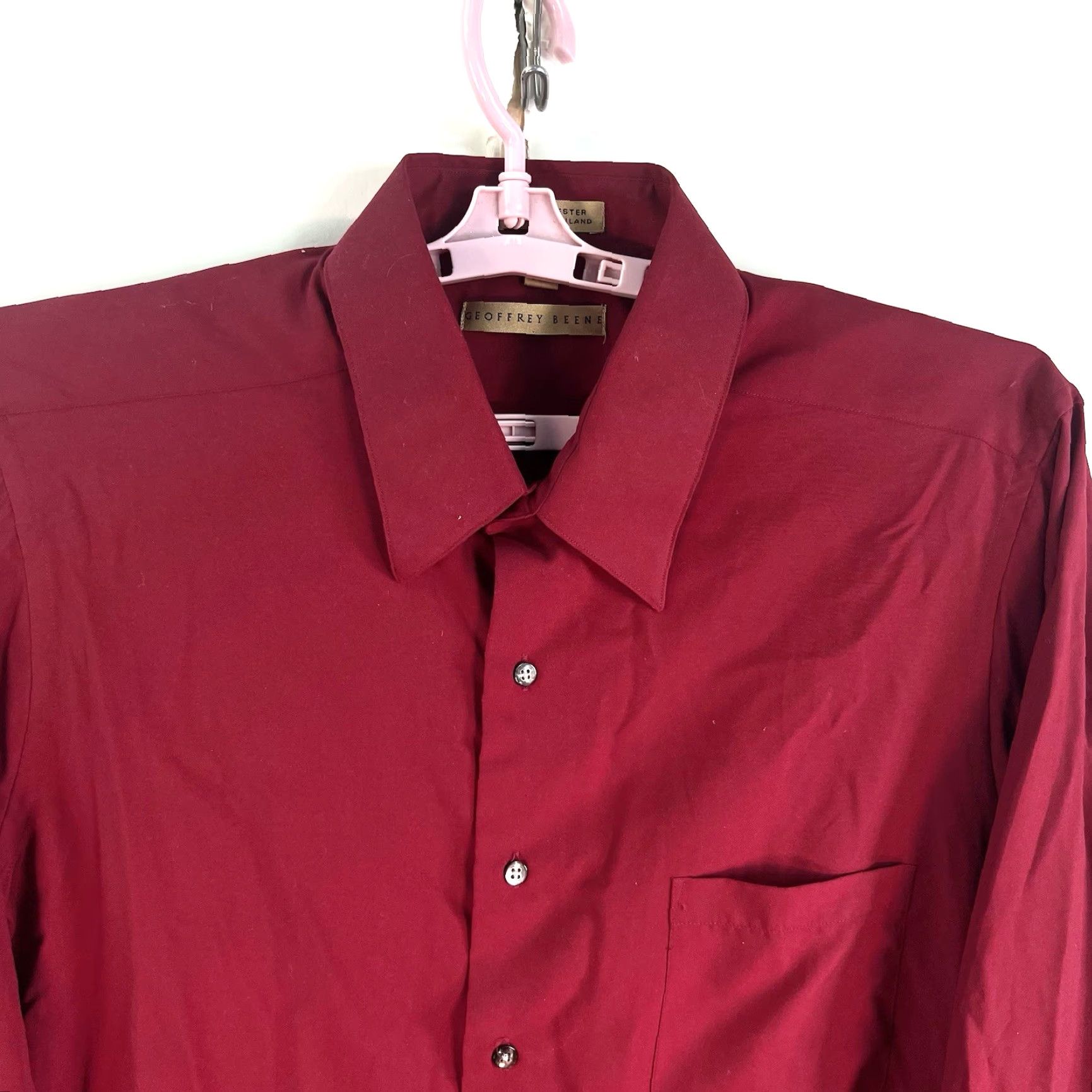 Geoffrey Beene Geoffrey Beene Button-Up Shirt Mens Regular Maroon 50in Chest Long Sleeve Polyester Knit Solid Vintage Small Size US XL / EU 56 / 4 - 3 Thumbnail