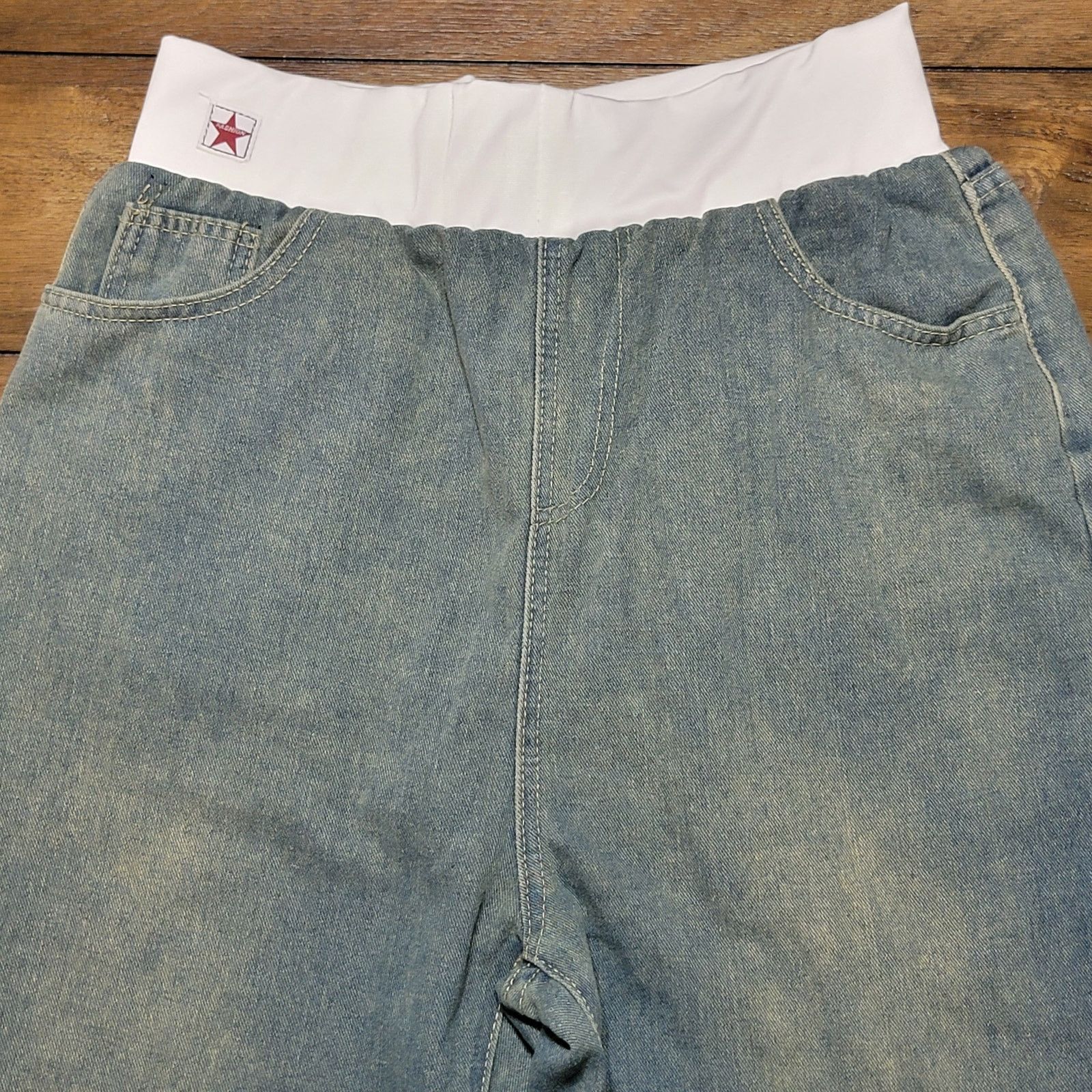 Other Fashion Pull-On Wide Leg Jeans w/ White Waist Band - Lg NWT Size 28" / US 6 / IT 42 - 2 Thumbnail