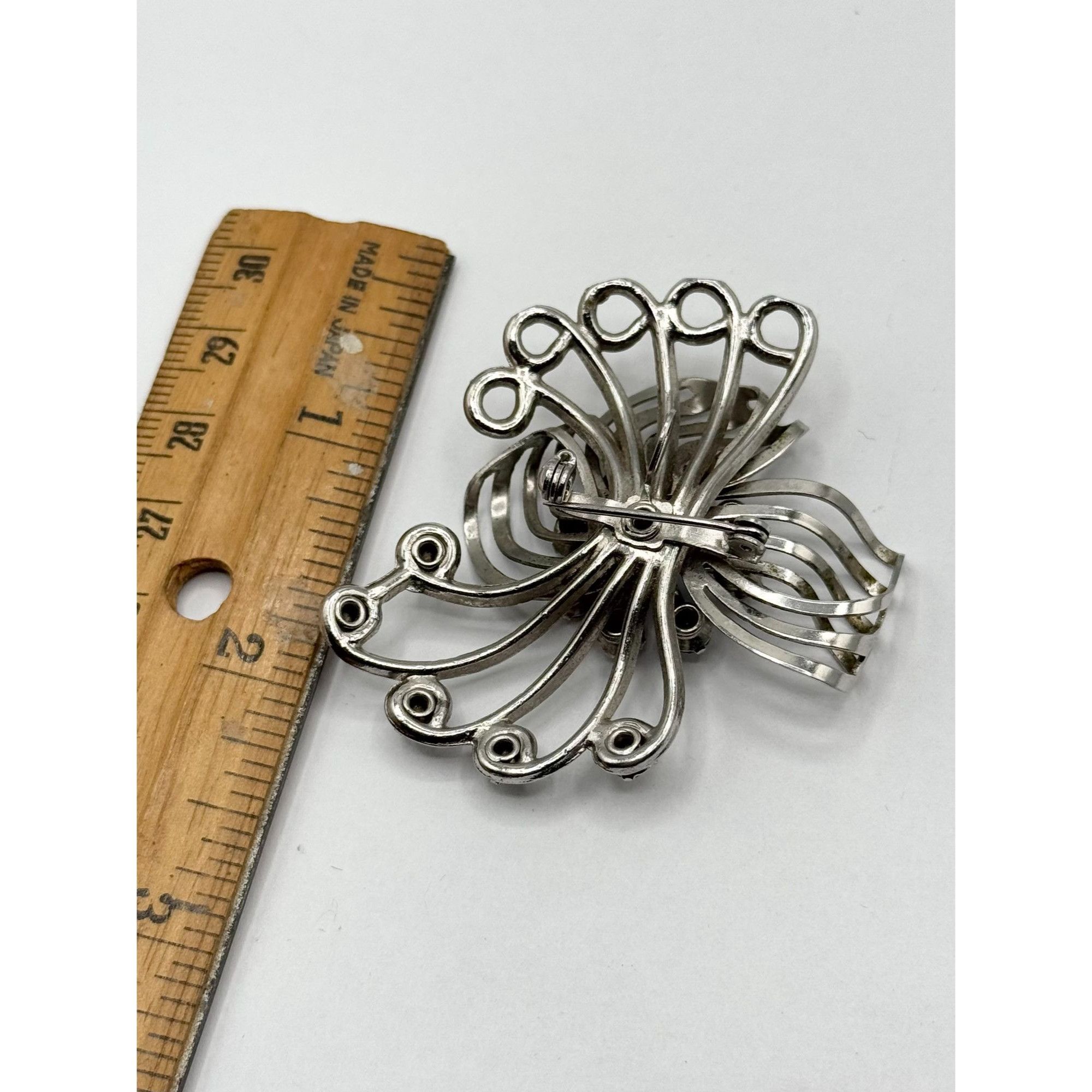 Vintage Vintage blue rhinestone flower brooch pin pendant Size ONE SIZE - 4 Thumbnail