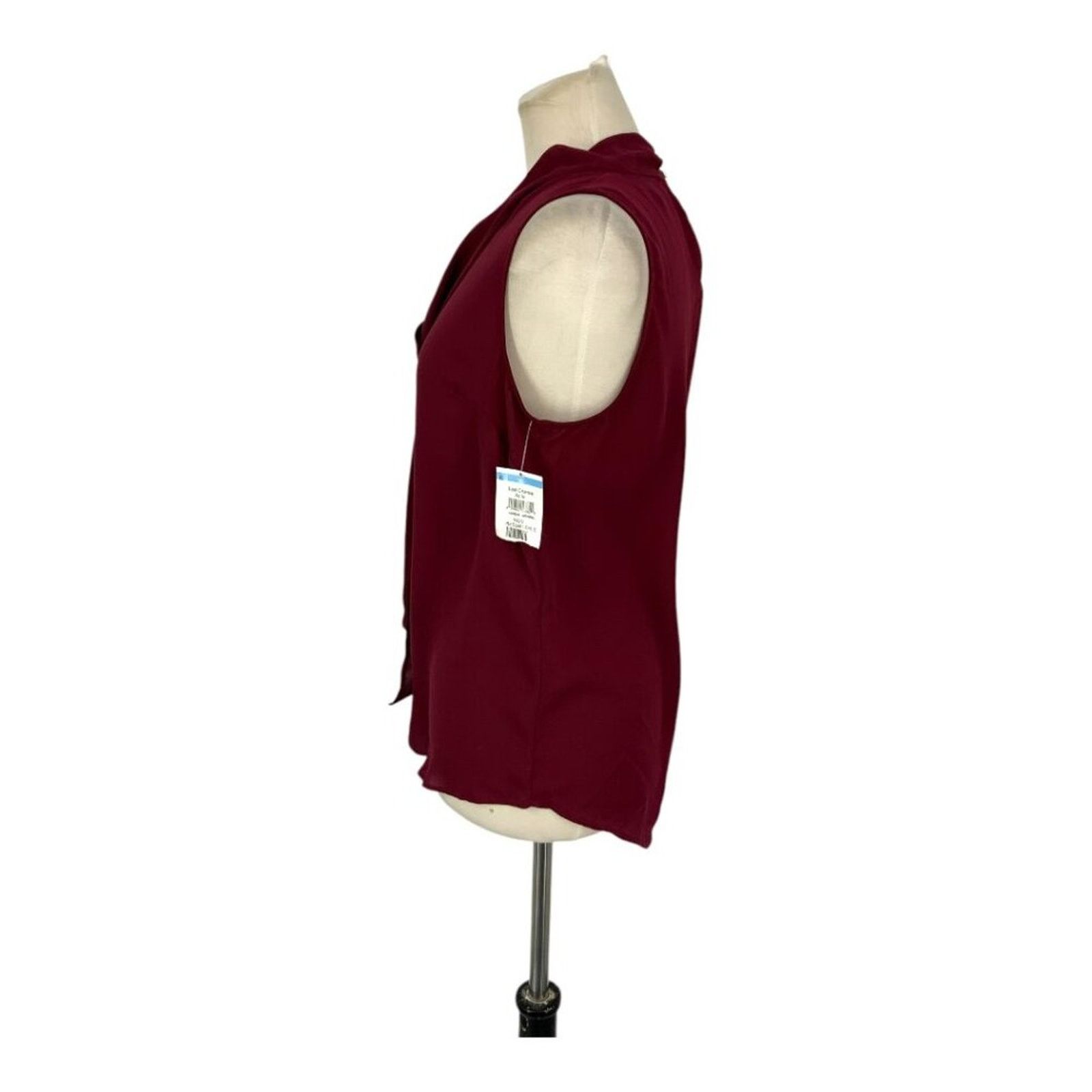 DKNY DKNY Sleeveless Tie Collar Blouse Cranberry Size Small NWOT Size S / US 4 / IT 40 - 3 Thumbnail