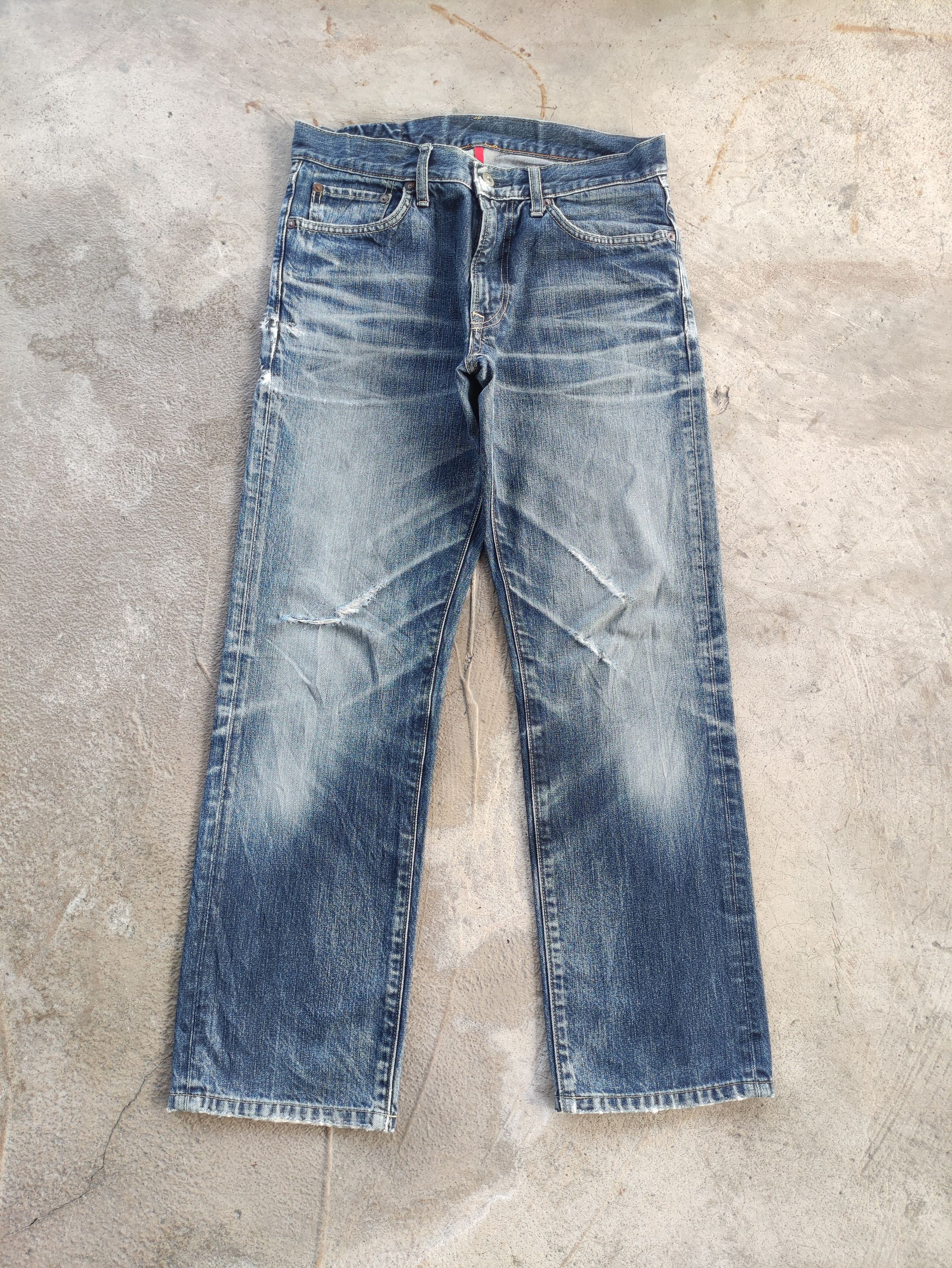 Japanese Brand Vintage japanese Jean Distressed Faded Denim Pants Size US 33 - 1 Thumbnail