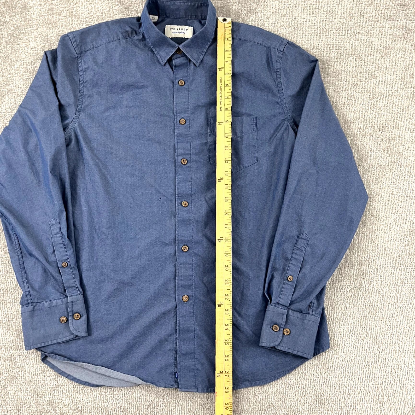 Vintage VINTAGE Twillory Men’s Dress Shirt Long Sleeve Blue Cotton/Nylon Spandex Button-Down Business Casual Classic Untuckable M Size 40R - 3 Thumbnail